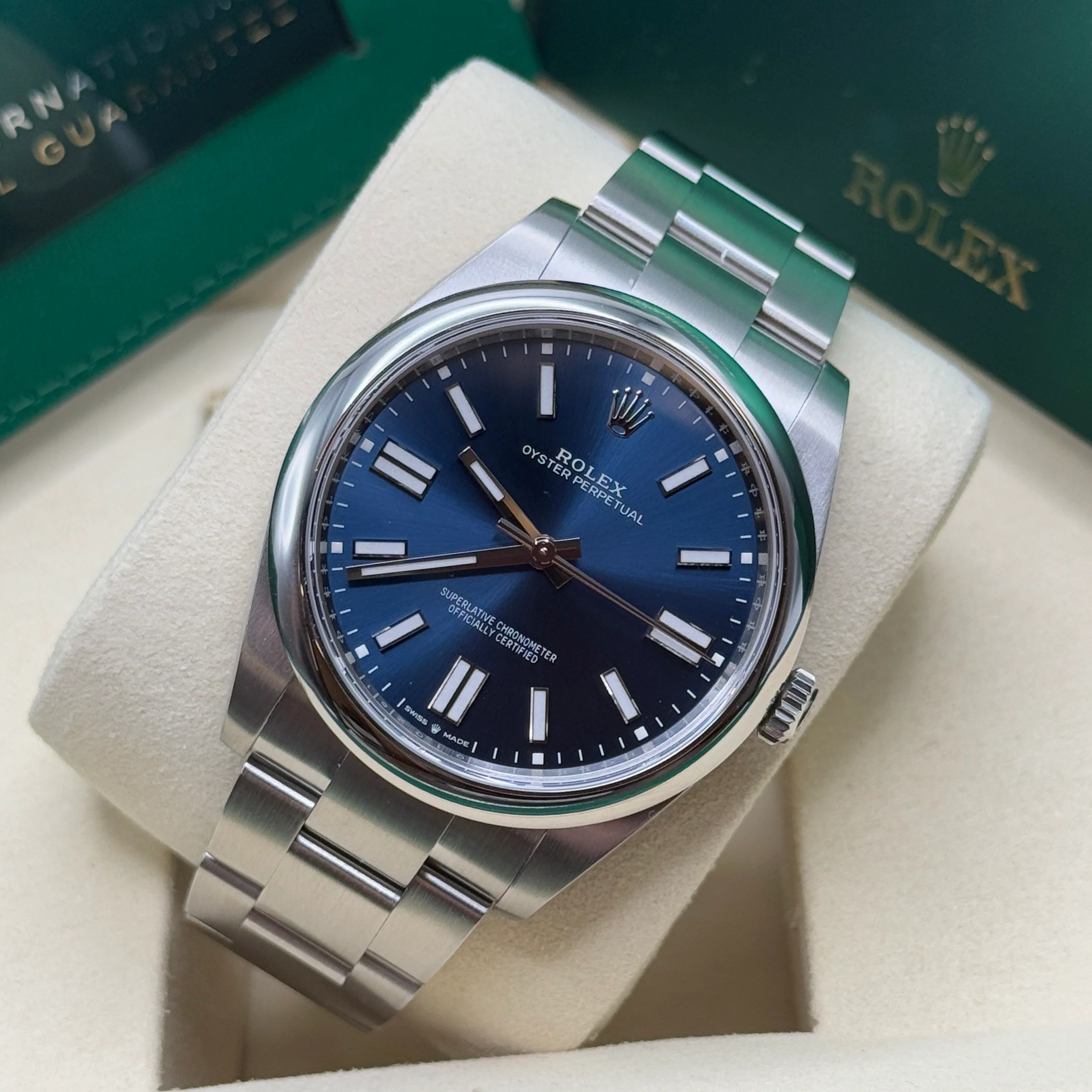 Rolex Oyster Perpetual 41mm 124300-0003 Oyster Perpetual Stainless Steel Blue Index Dial Watch