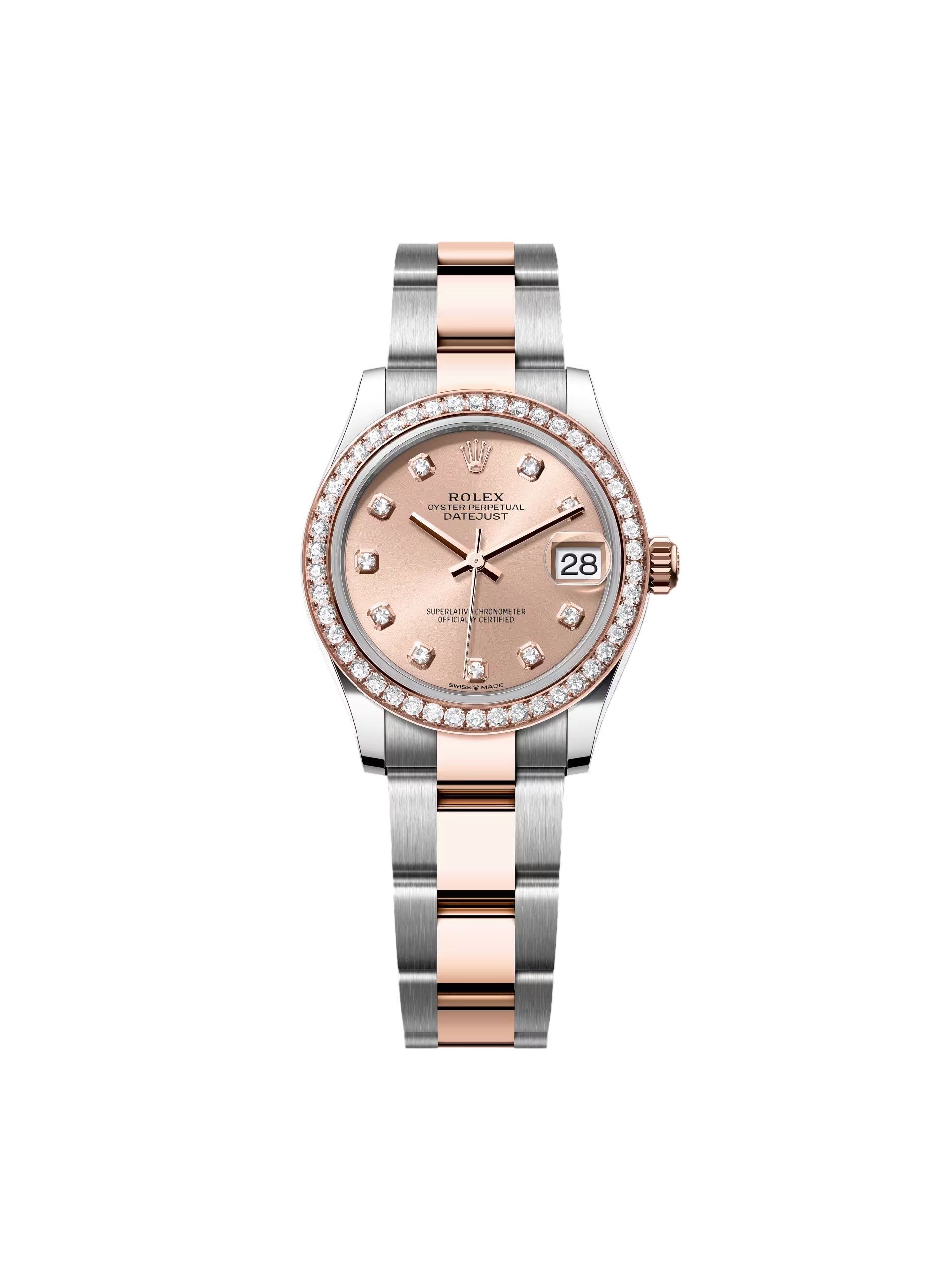 Rolex Datejust m278381-0023/0024 Rose Diamond 31mm Dial Diamond-Set Bezel and Oyster Bracelet Watch