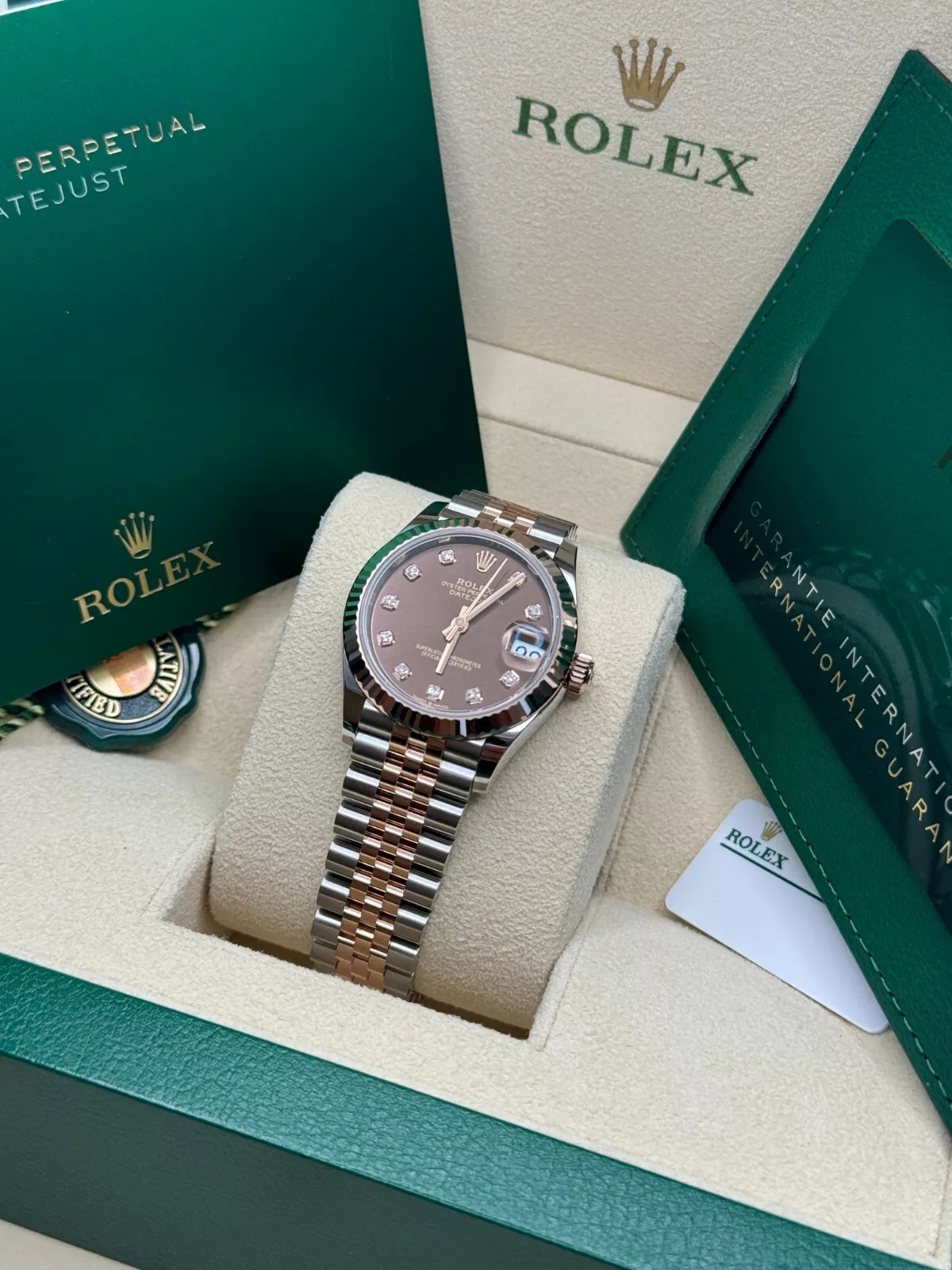Rolex Lady-Datejust 28mm 279171 Chocolate Diamond Oyster Stainless Steel and Rose Gold