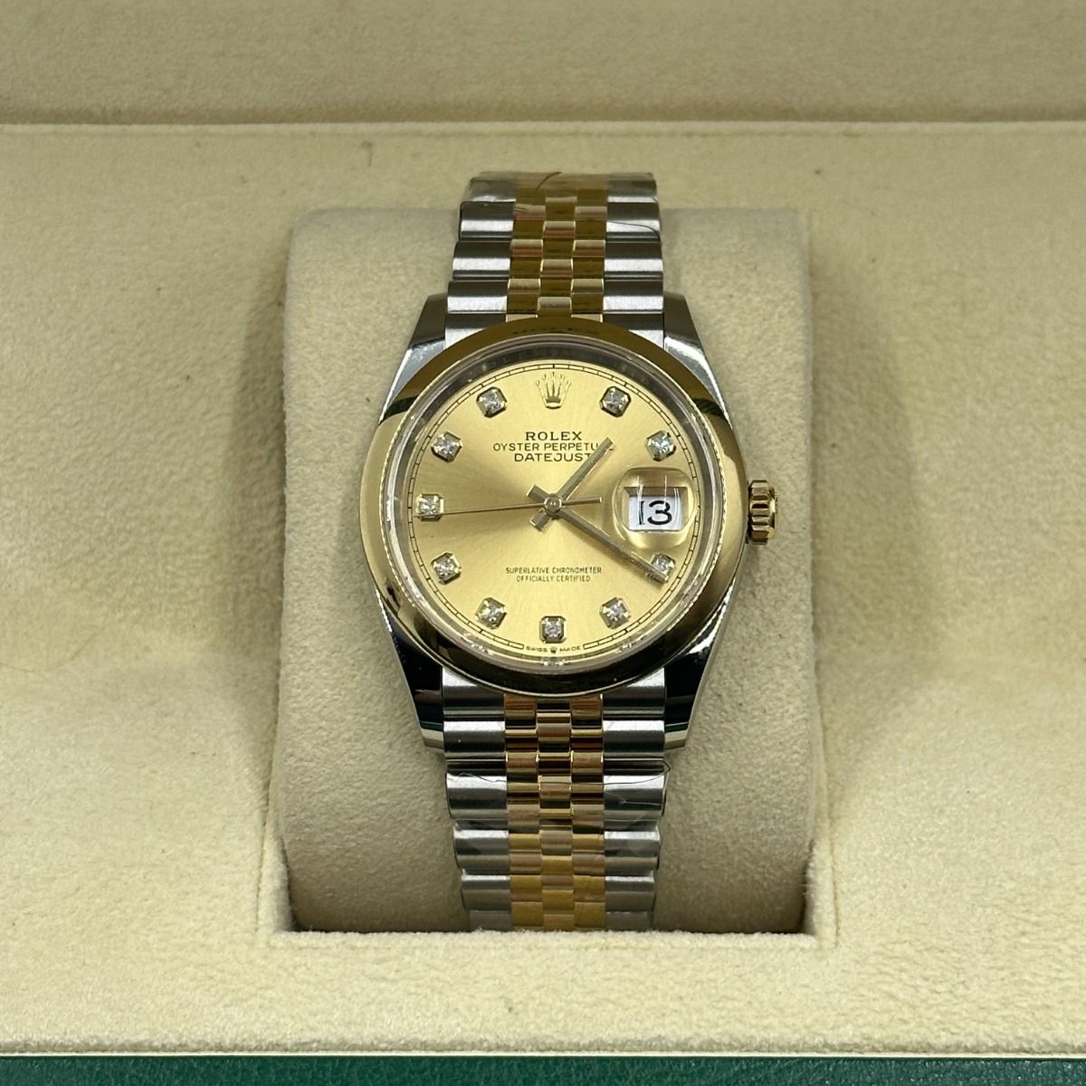 Rolex  Datejust 36mm 126203 Champagne Set with Diamonds Dial Domed Bezel Oyster Bracelet