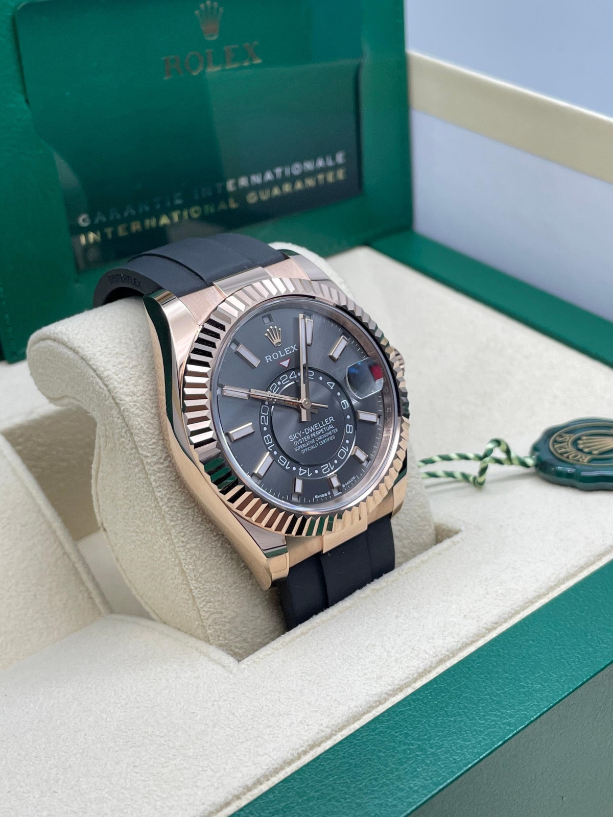 Rolex  Sky-Dweller 42mm Rose Gold Slate Dial Oysterflex - 336235