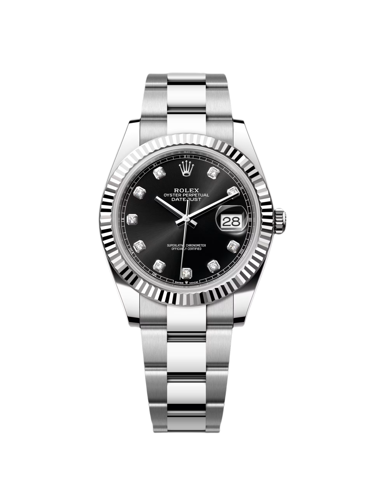 Rolex  Datejust 41mm 126334 Black Diamond Oyster Stainless Steel Mens Watch