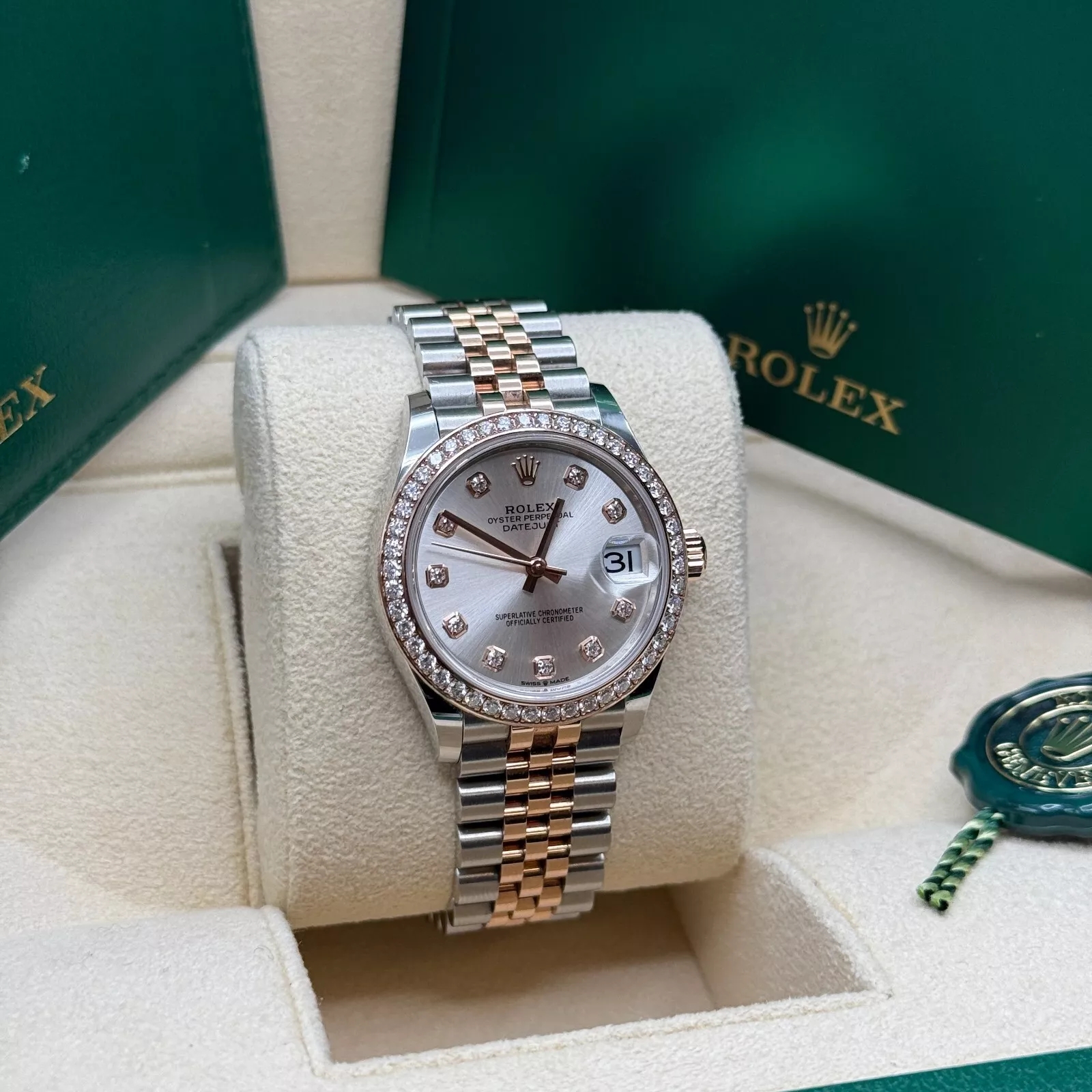 Rolex Datejust m278381-0015/0016 Silver Diamond Dial Diamond-Set Bezel 31mm