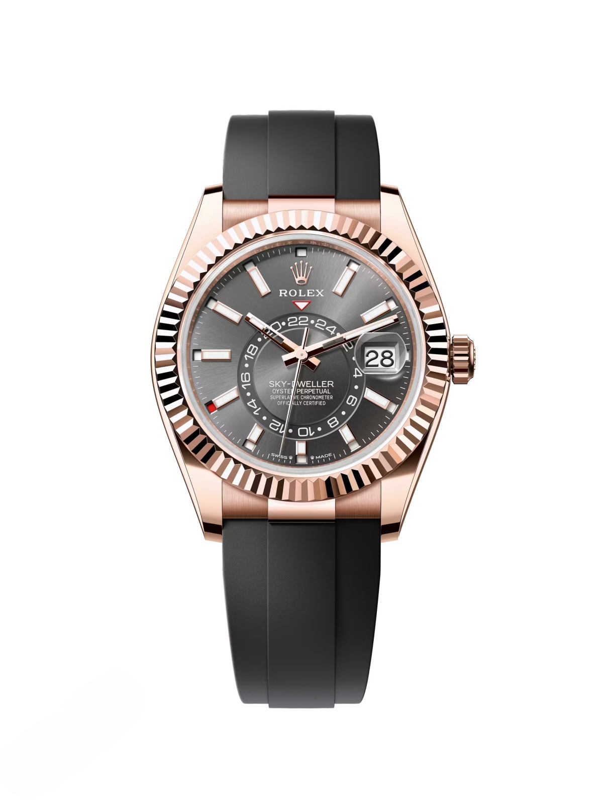 Rolex  Sky-Dweller 42mm Rose Gold Slate Dial Oysterflex - 336235
