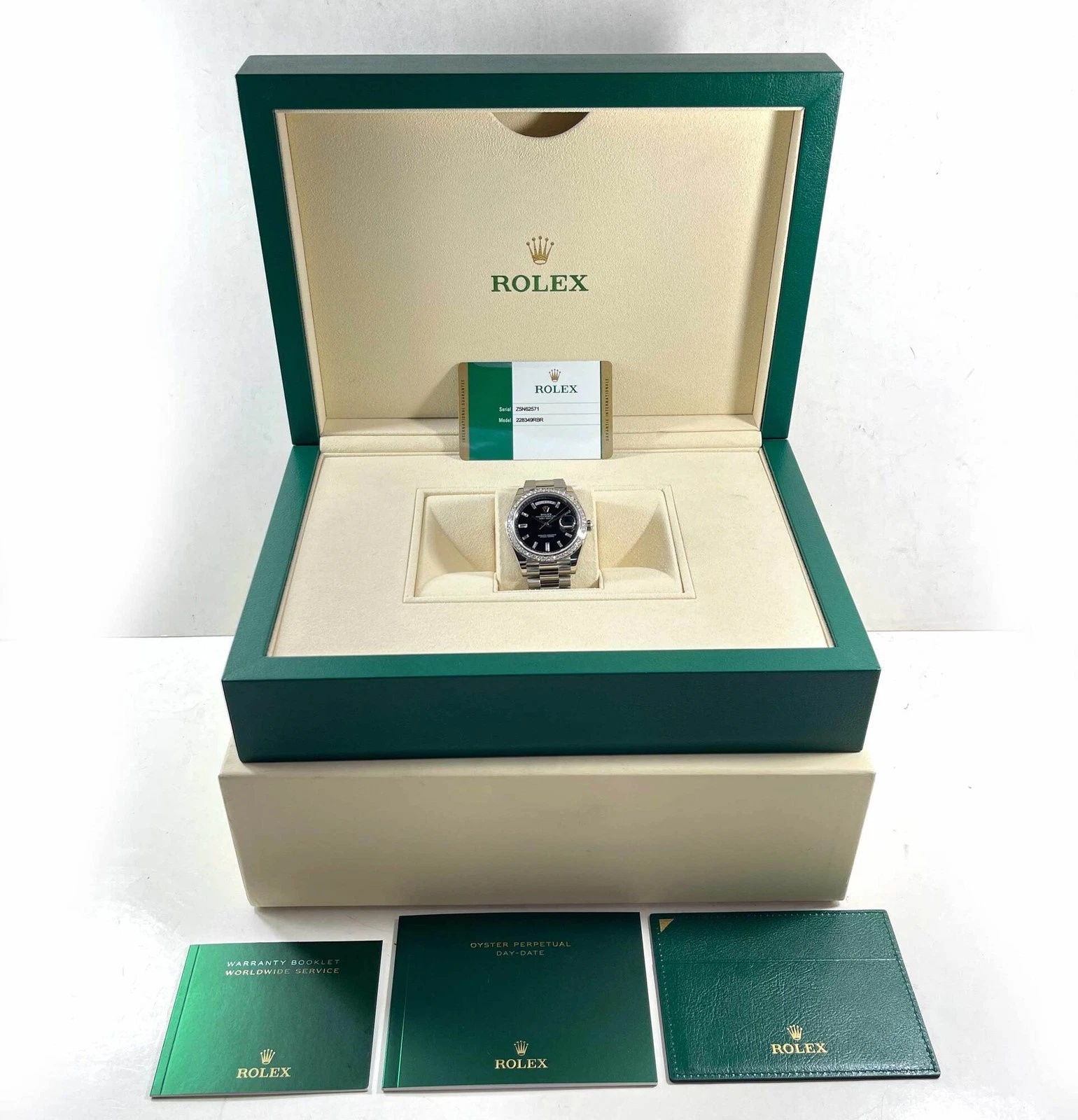 Rolex  Day-Date 40mm 228349RBR-0003 Bright Black Dial President Bracelet