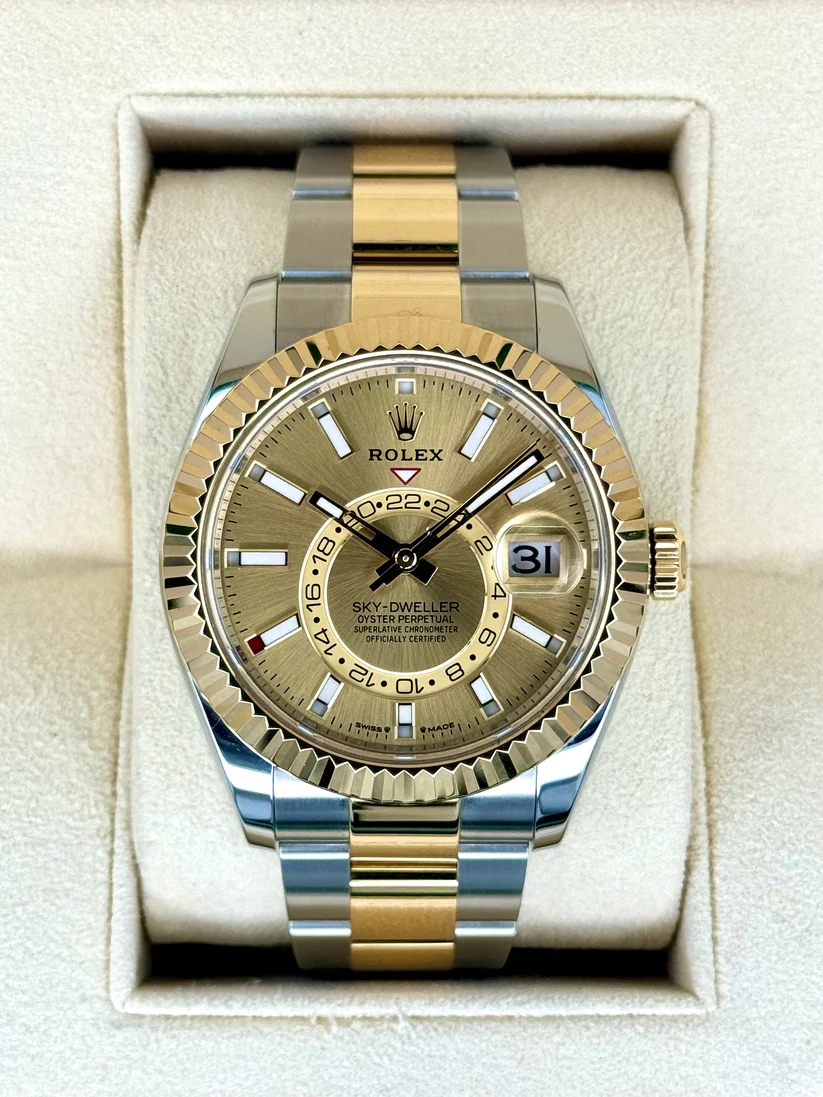 Rolex  Sky-Dweller 42mm 336933-0001 Two-Tone Yellow Gold Champagne Dial Oyster