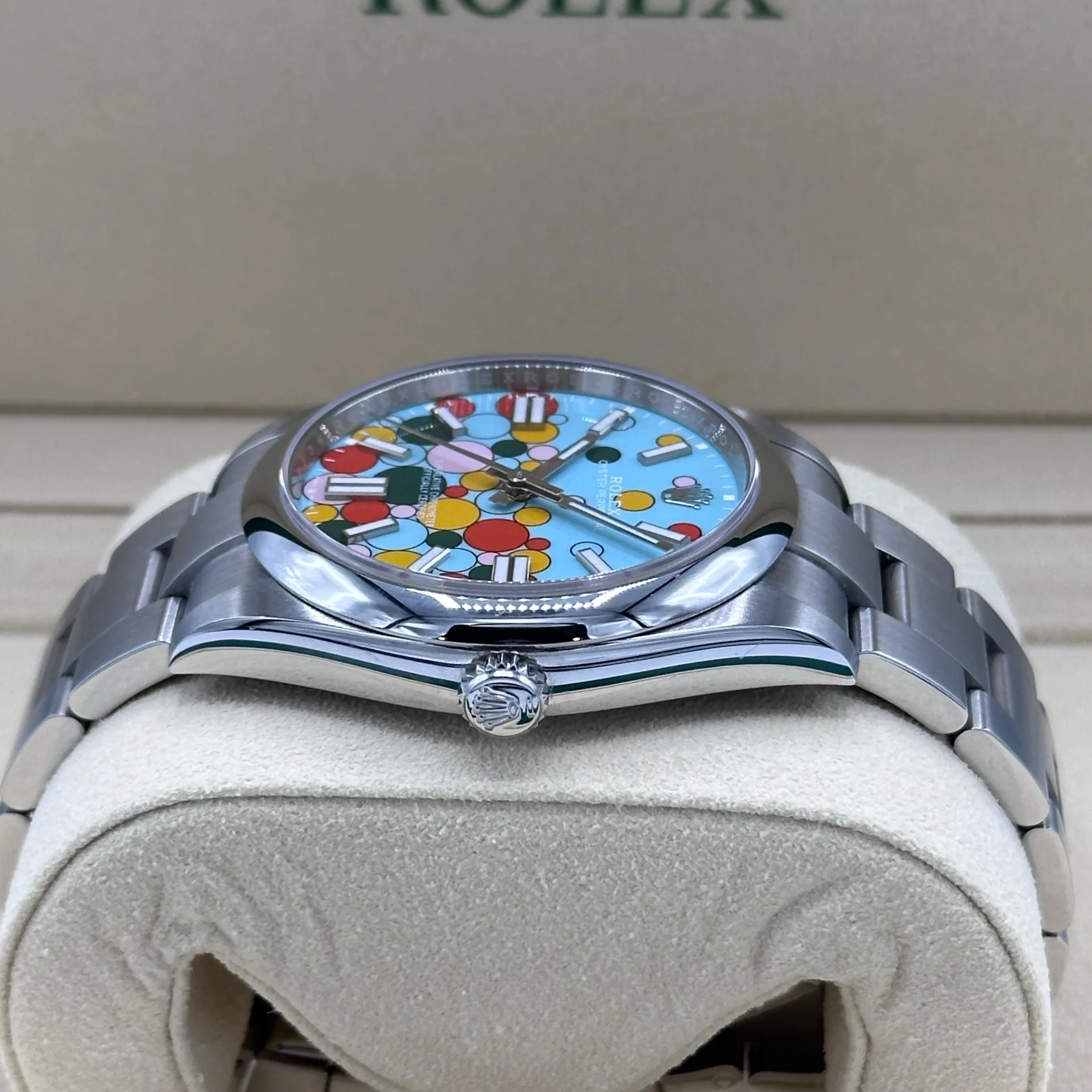 Rolex 124300-0008 Oyster Perpetual 41mm Turquoise blue Celebration Dial