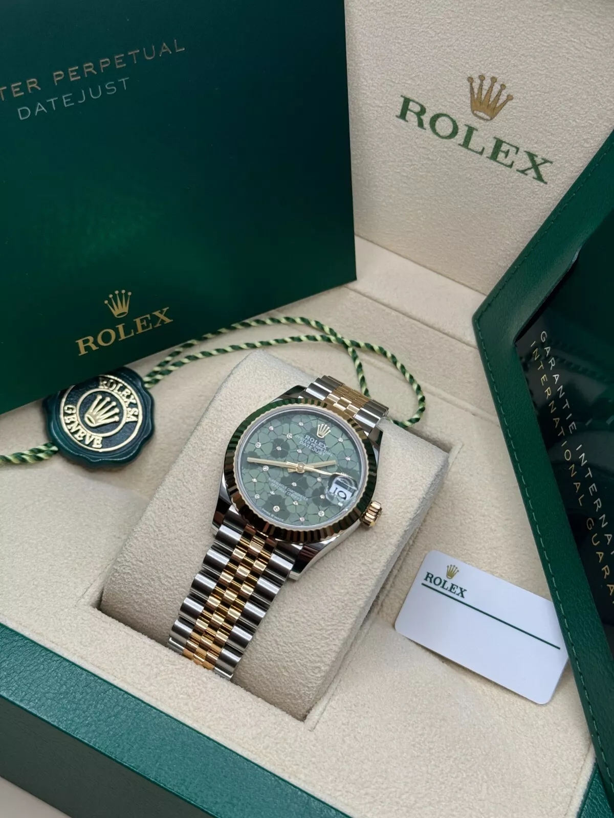 Rolex Datejust m278273-0031/0032 31mm Olive Green Floral Motif Dial Stainless Steel and Yellow Gold Oyster Watch