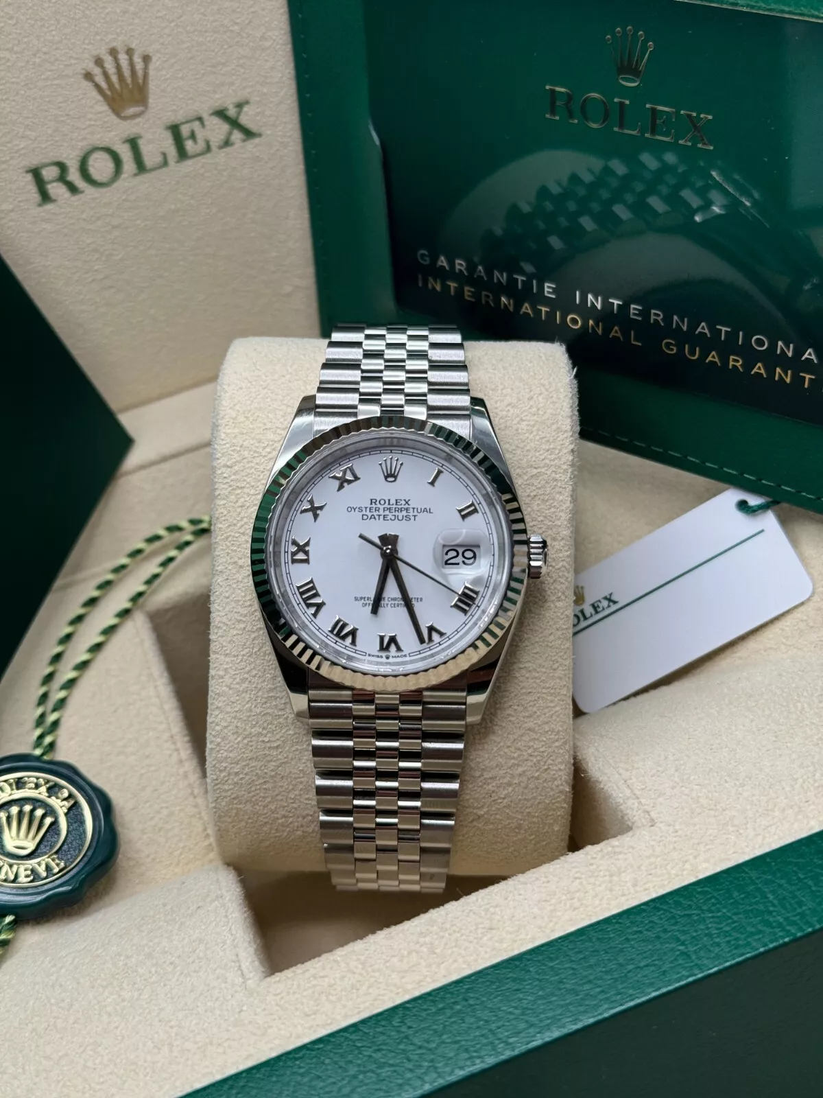 Rolex  Datejust 41mm 126334 White Roman Oyster Stainless Steel Mens Watch