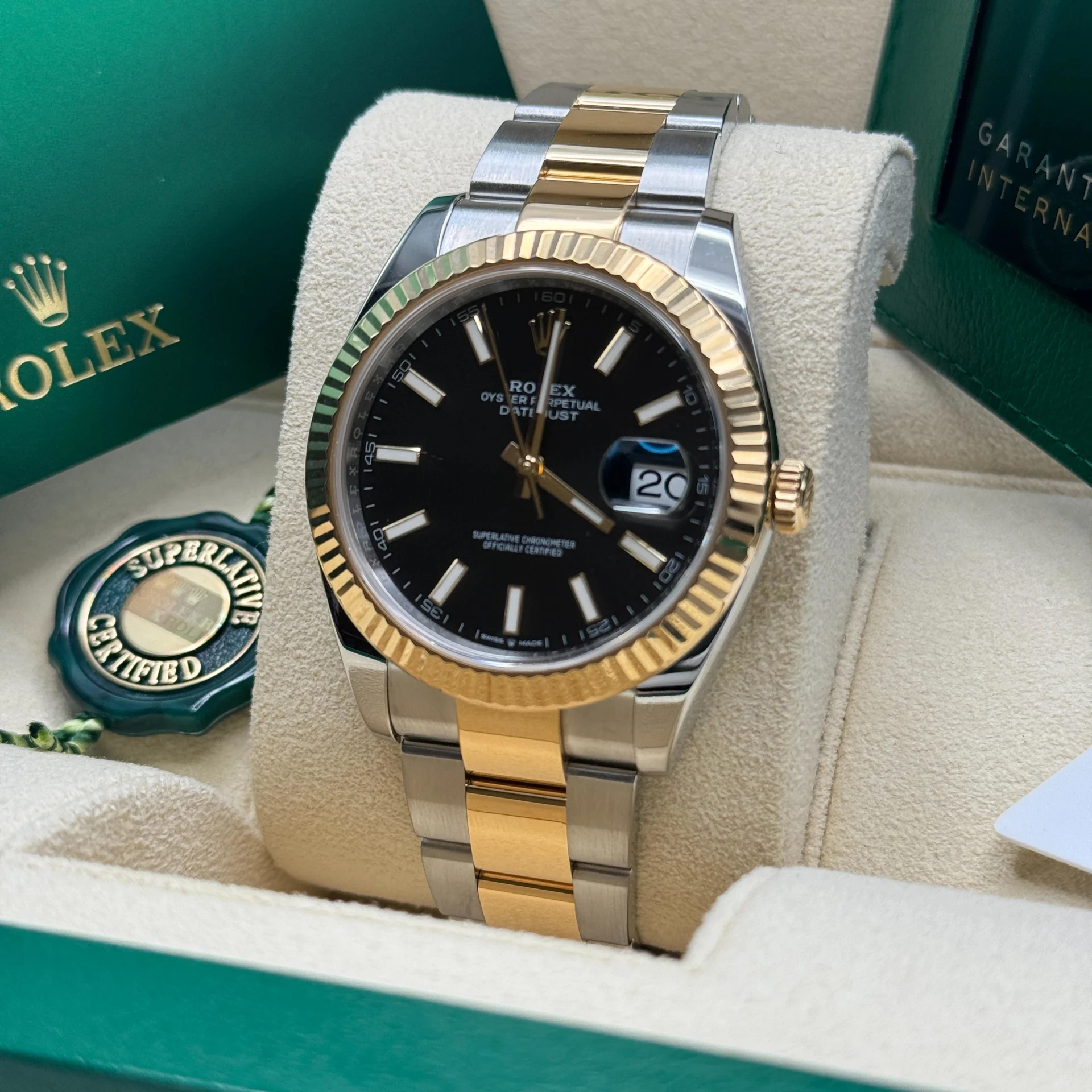 Rolex  Datejust 41mm Two-Tone Yellow Gold Fluted Bezel Black Index Dial Jubilee - 126333