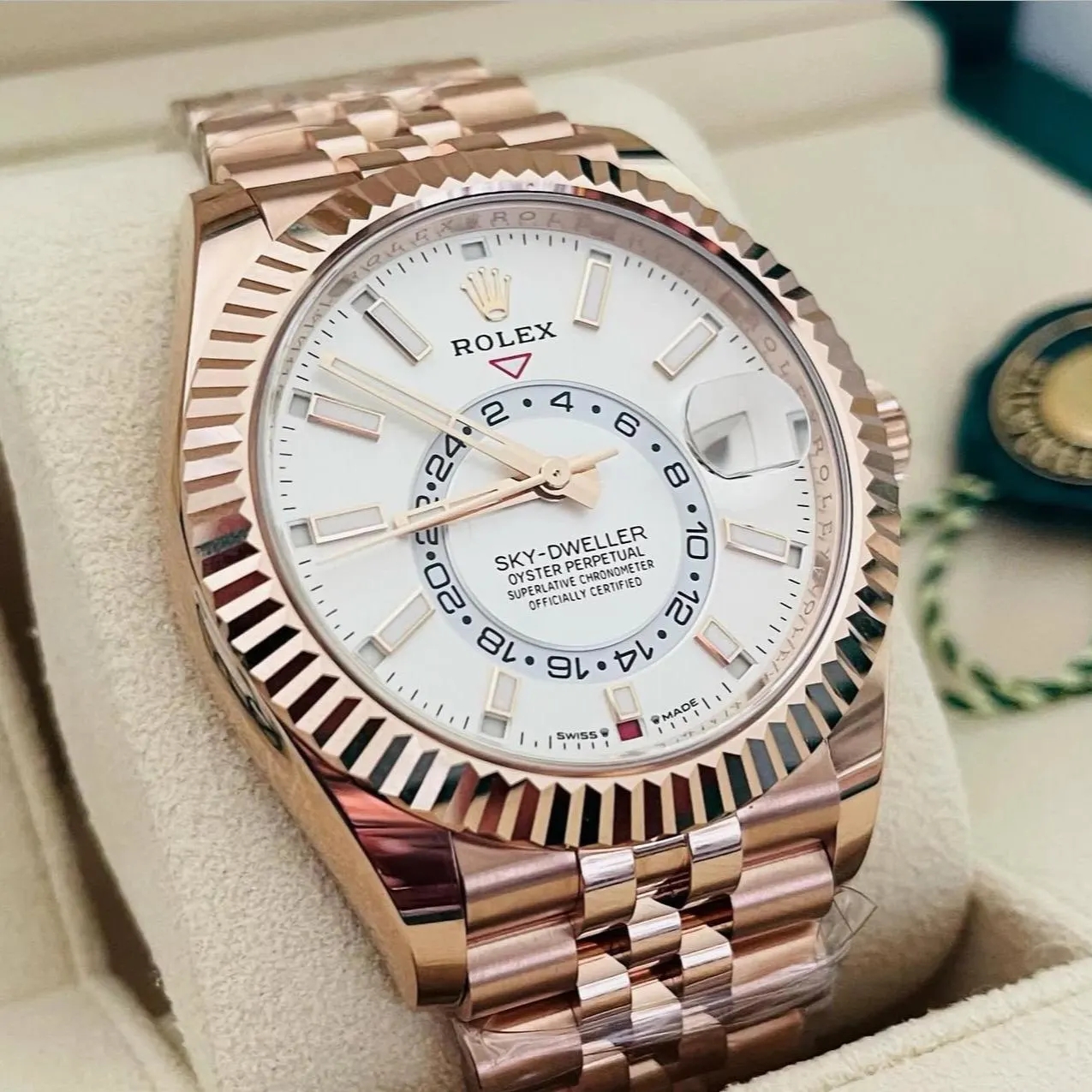Rolex  Sky-Dweller 42mm 336935-0007 Rose Gold White Dial Oyster