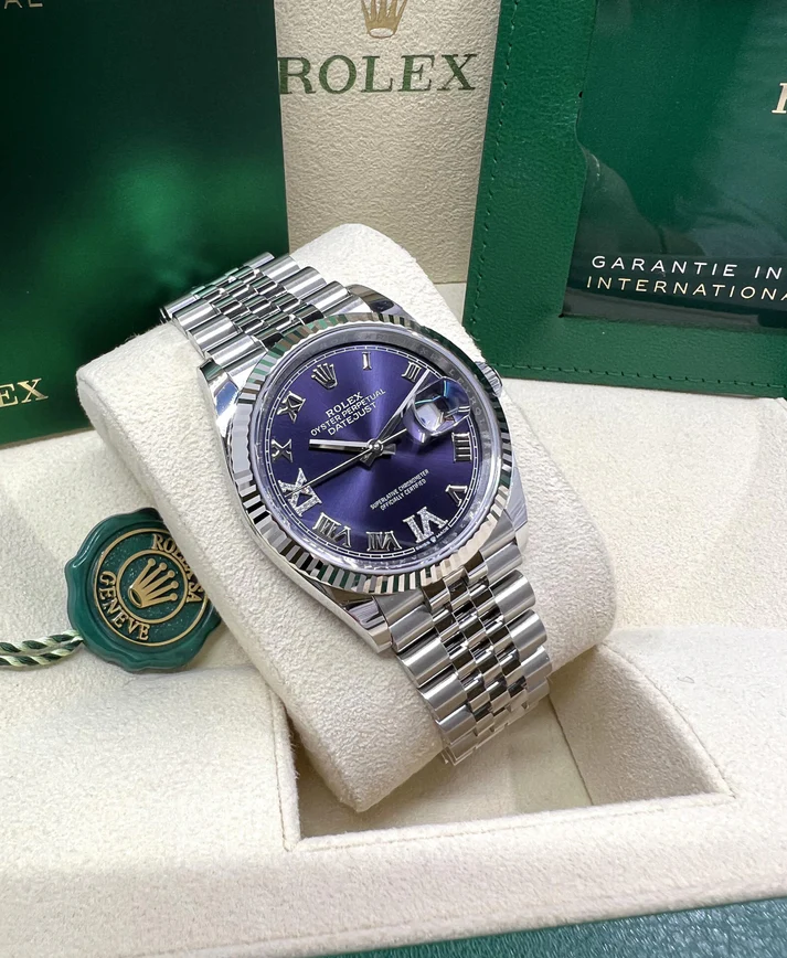 Rolex  Datejust 36mm 126234 Datejust Aubergine Purple Diamond Roman Oyster Stainless Steel
