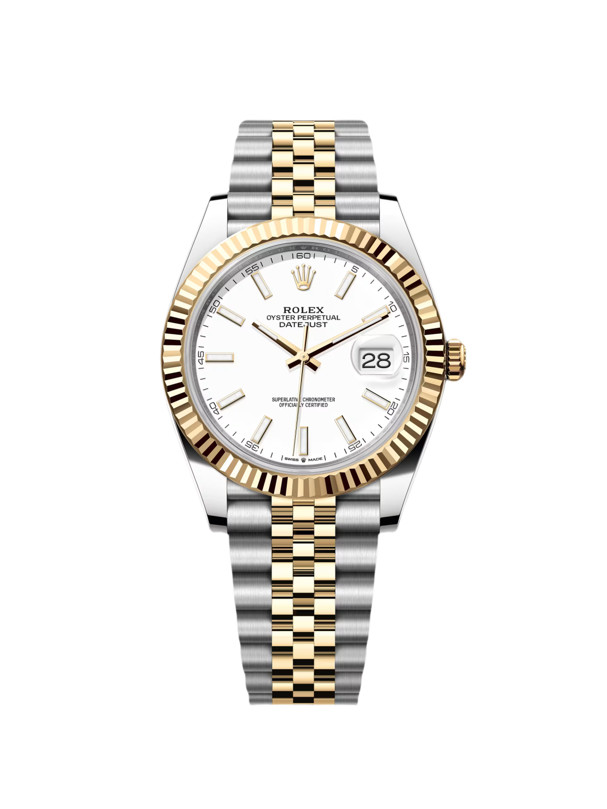 Rolex  Datejust 41mm 126333 White Index Oyster Steel and Yellow Gold Mens Watch