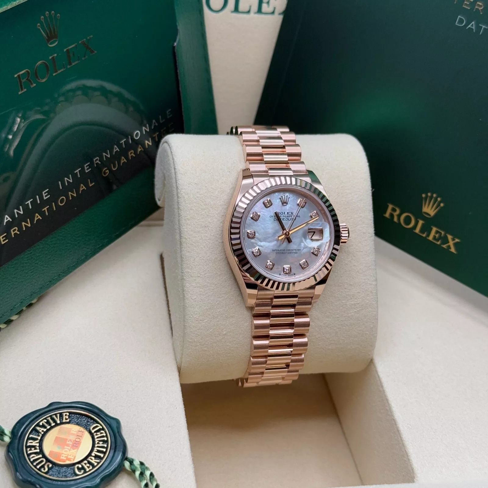 Rolex Lady-Datejust 28mm 279175 Mother-of-Pearl Dial President Everose Gold