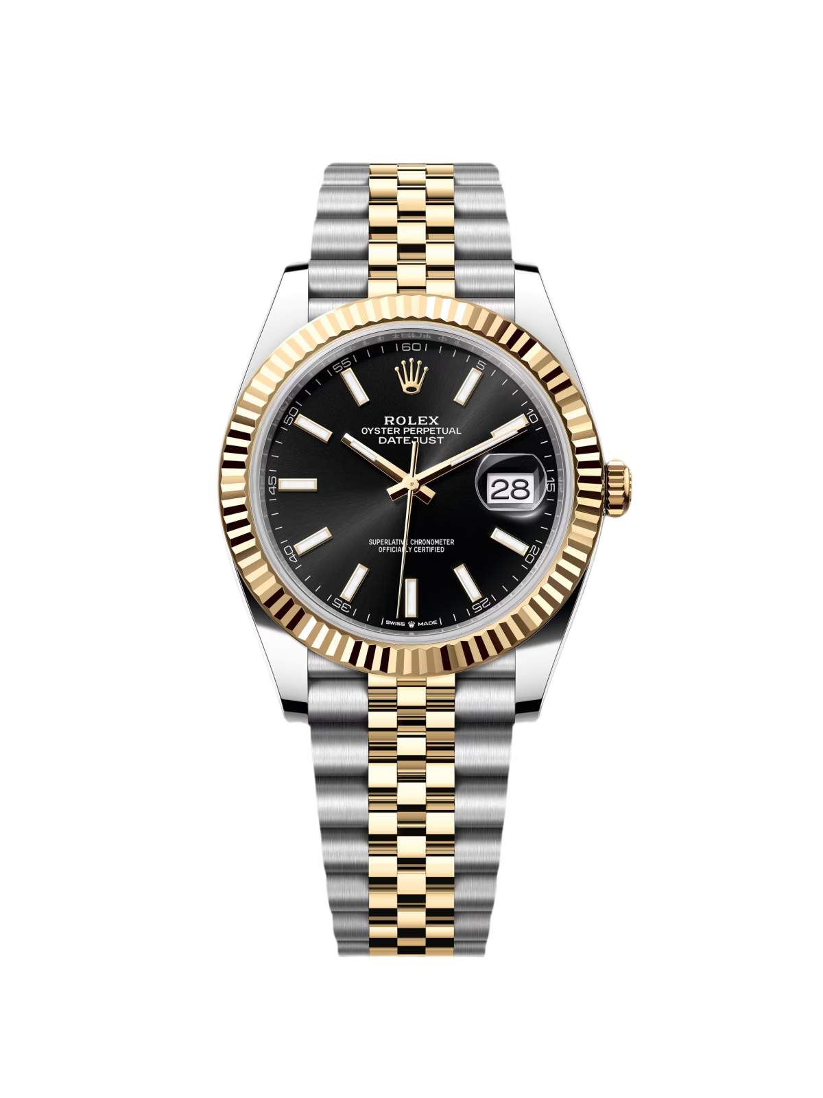 Rolex  Datejust 41mm Two-Tone Yellow Gold Fluted Bezel Black Index Dial Jubilee - 126333