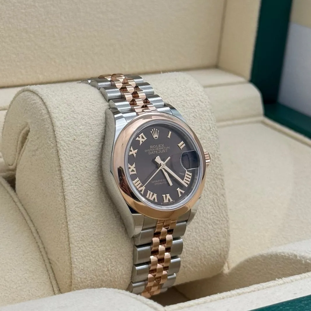 Rolex Lady-Datejust 28mm  279161 Chocolate Roman Dial, Two Tone Stainless Steel & 18K Rose Gold Oyster Bracelet Women's Watch