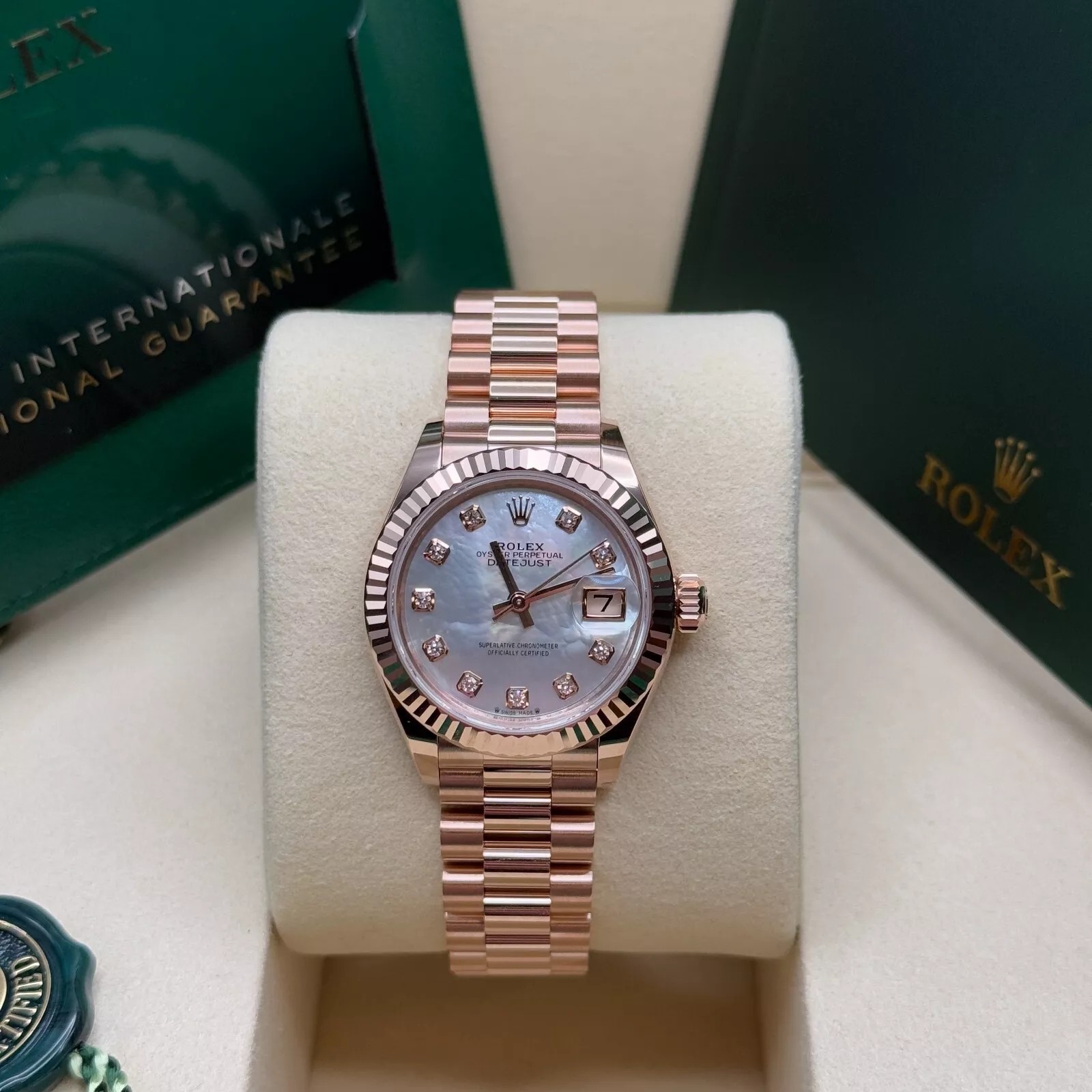 Rolex Lady-Datejust 28mm 279175 Mother-of-Pearl Dial President Everose Gold