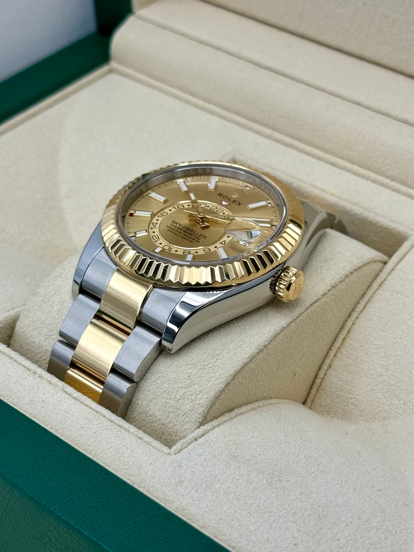 Rolex  Sky-Dweller 42mm 336933-0001 Two-Tone Yellow Gold Champagne Dial Oyster