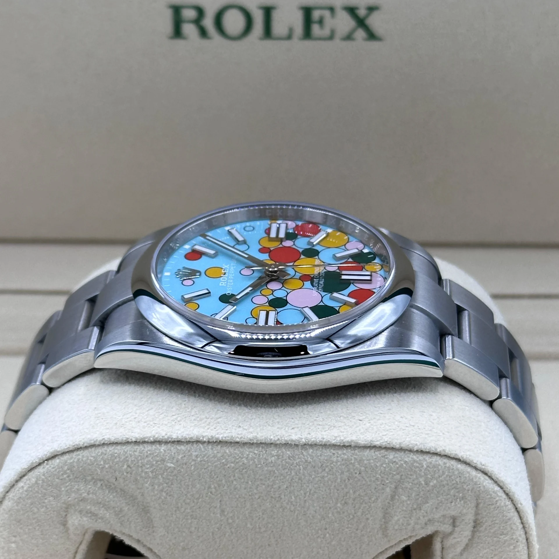 Rolex 124300-0008 Oyster Perpetual 41mm Turquoise blue Celebration Dial