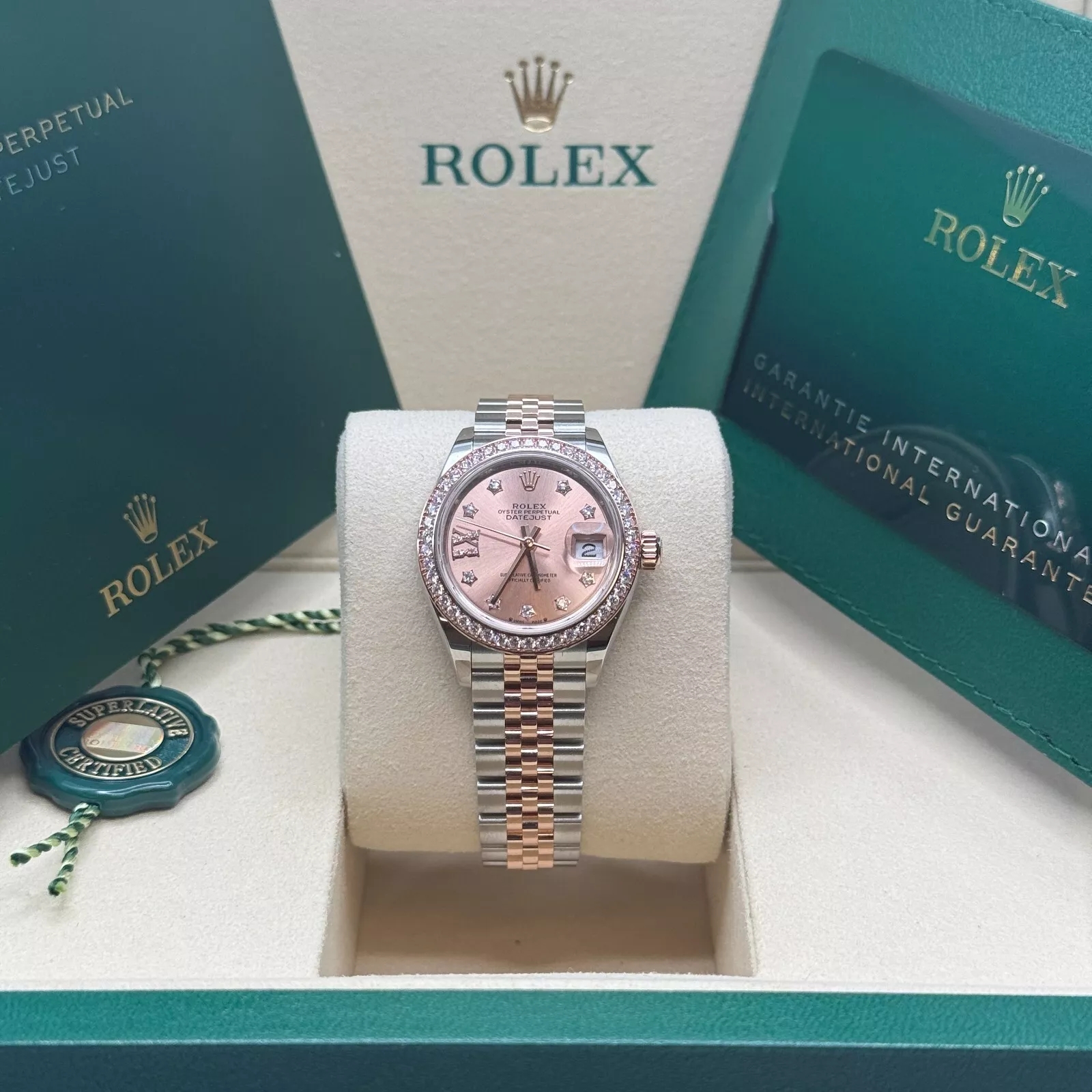 Rolex Lady-Datejust 28mm 279381RBR Rose Diamond Dial Oyster Bracelet