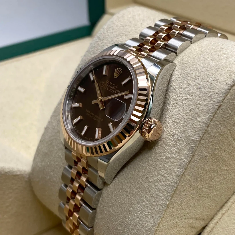 Rolex Lady-Datejust 28mm 279171 Chocolate Index Oyster Stainless Steel and Rose Gold