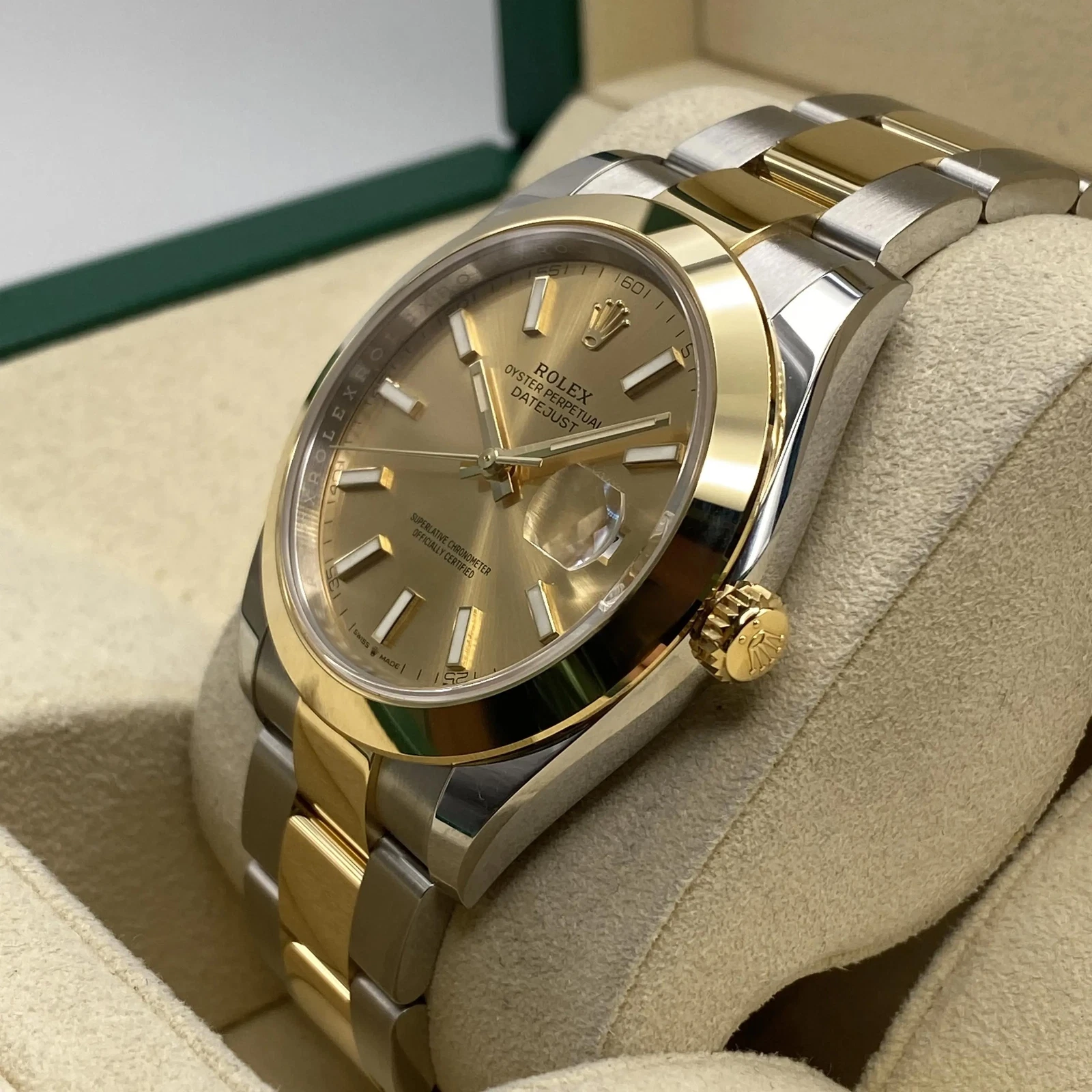 Rolex Datejust 41mm 126303 Champagne Index Oyster Steel and Yellow Gold Mens Watch