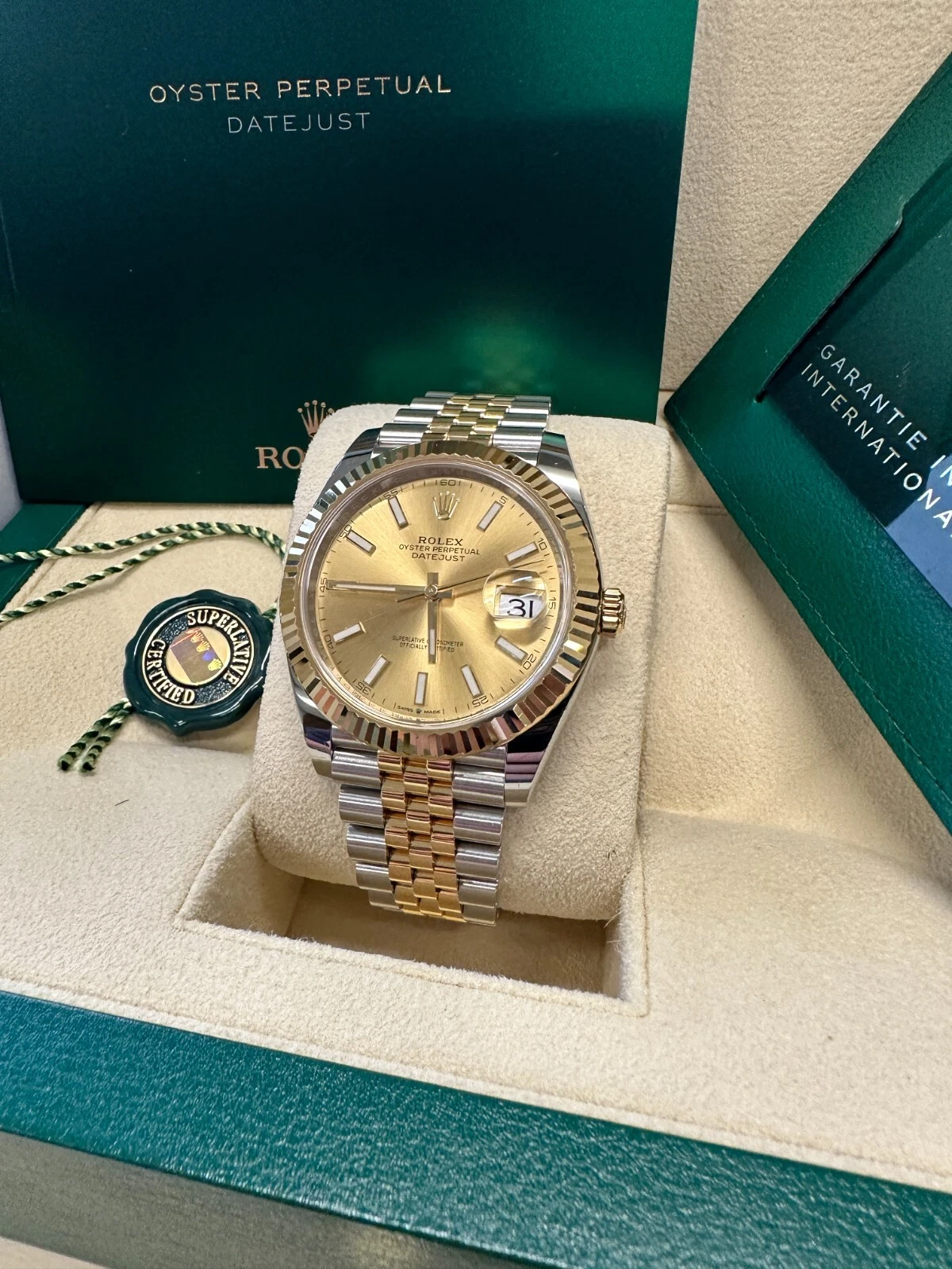 Rolex  Datejust 41mm 126333 Champagne Index Jubilee Steel and Yellow Gold Mens Watch