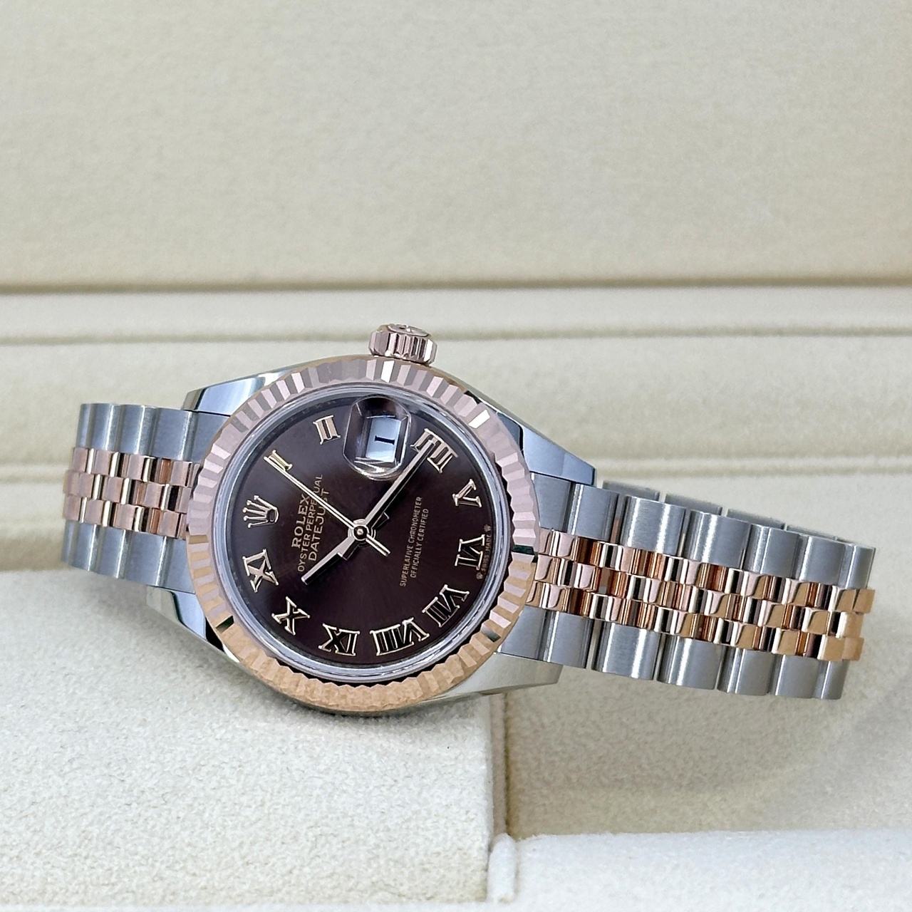 Rolex Lady-Datejust 28mm 279171 Chocolate Roman Oyster Stainless Steel and Rose Gold