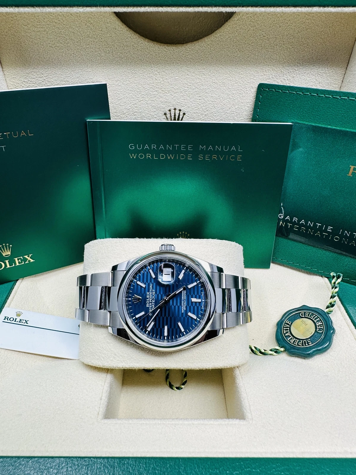 Rolex  Datejust 36mm 126200 Oyster Perpetual Blue Fluted Motif Dial Jubilee Stainless Steel