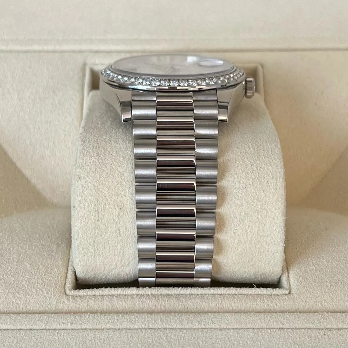 Rolex 228349RBR-0036 Day-Date 40mm 18k White Gold Paved With Diamonds Watch