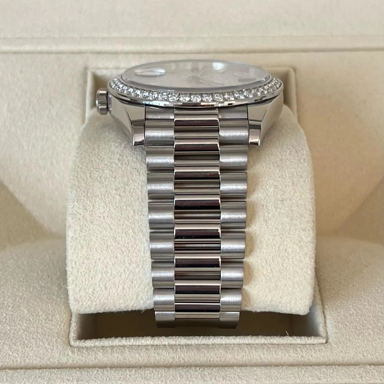 Rolex 228349RBR-0036 Day-Date 40mm 18k White Gold Paved With Diamonds Watch