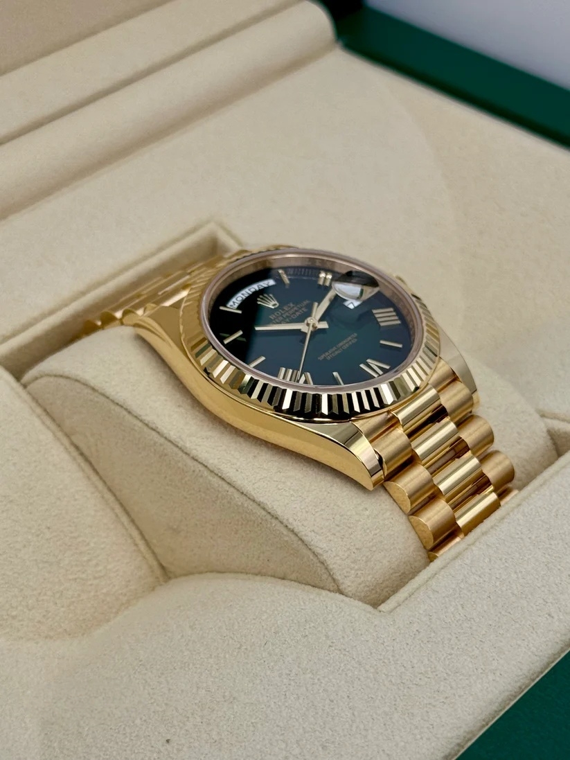 Rolex  Yellow Gold President Day Date 40mm Green Roman Ombre Dial - 228238