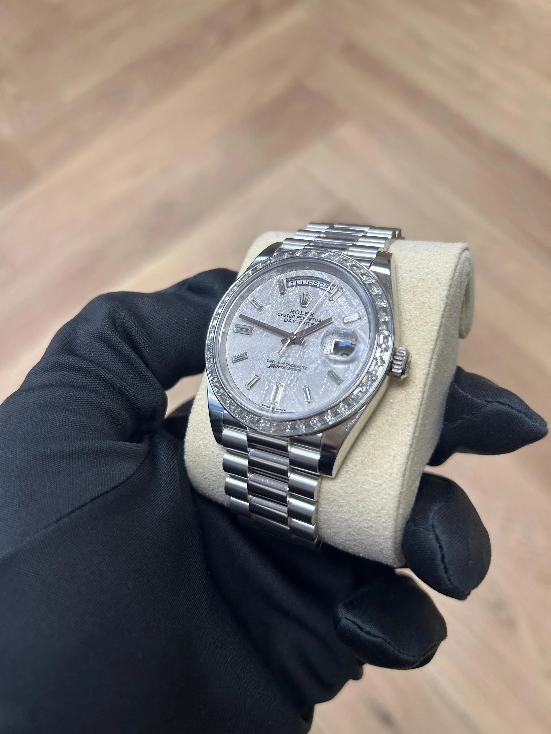 Rolex Day-Date 40mm 228396TBR-0027 Meteoriate Baguette Diamond Dial and Bezel Watch