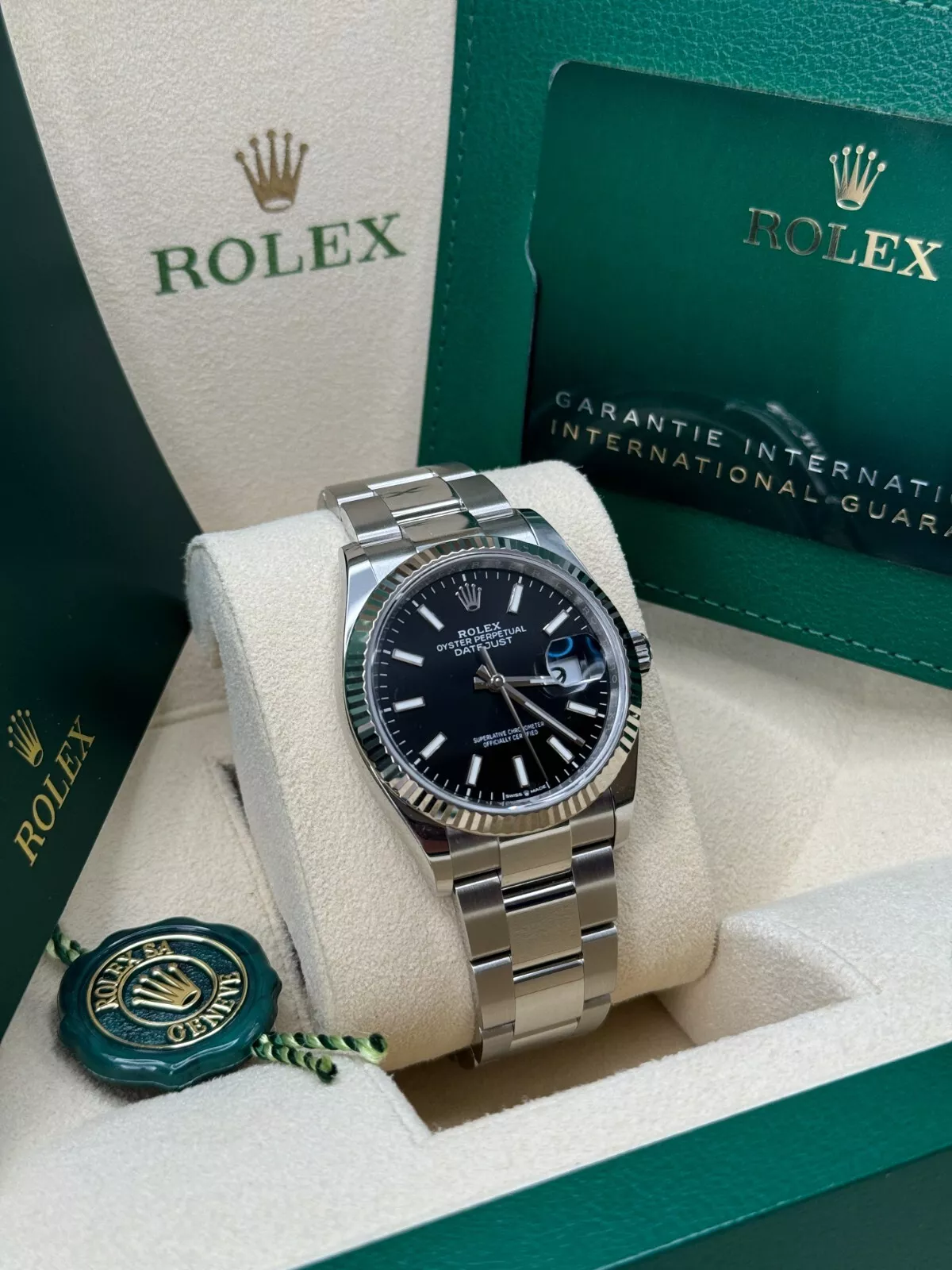 Rolex  Datejust 36mm 126234 Black Index Jubilee Stainless Steel Mens Watch