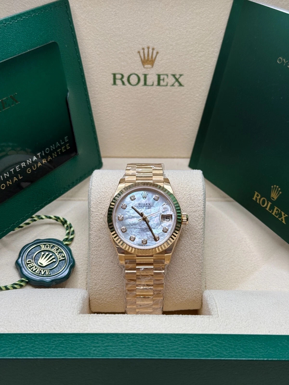 Rolex Datejust m278278-0010 Mother-of-Pearl 31mm Dial President Bracelet Watch