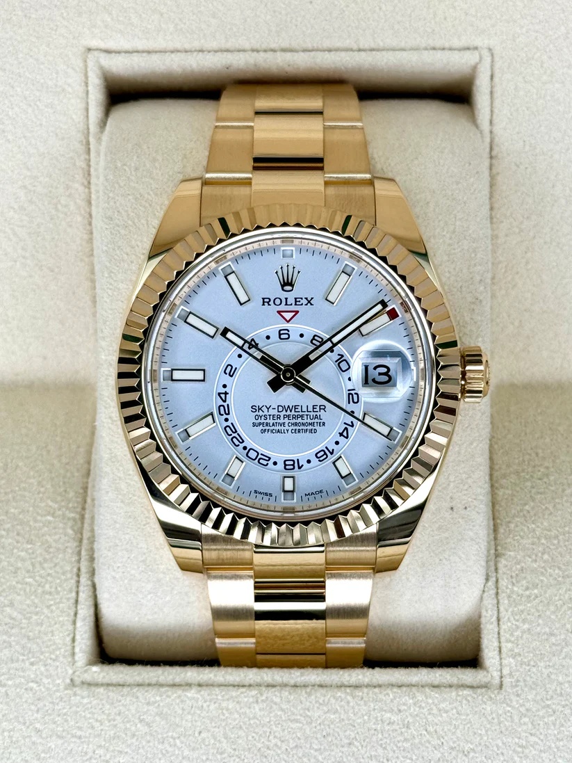 Rolex  Sky-Dweller 42mm 336938-0003 Yellow Gold White Dial