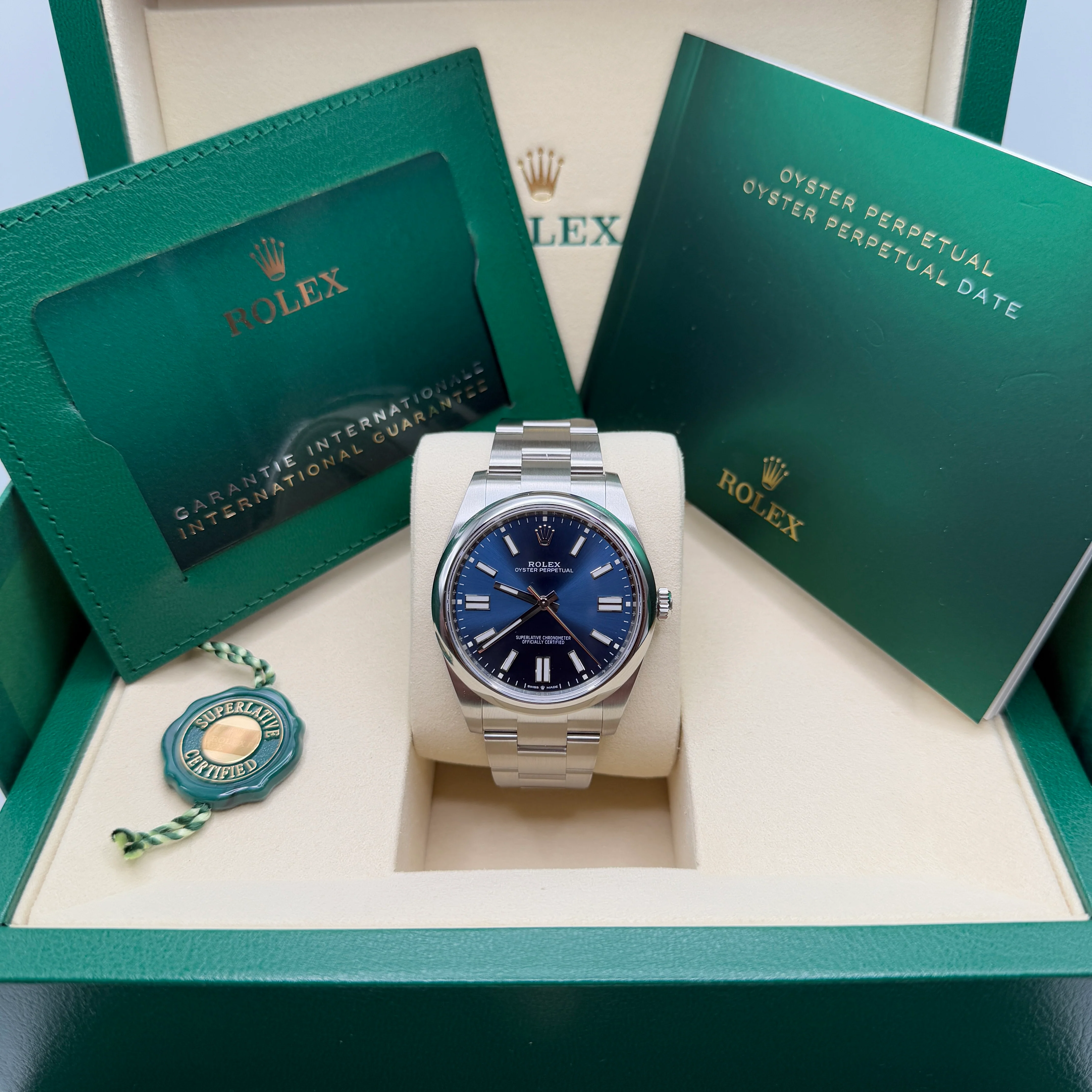 Rolex Oyster Perpetual 41mm 124300-0003 Oyster Perpetual Stainless Steel Blue Index Dial Watch
