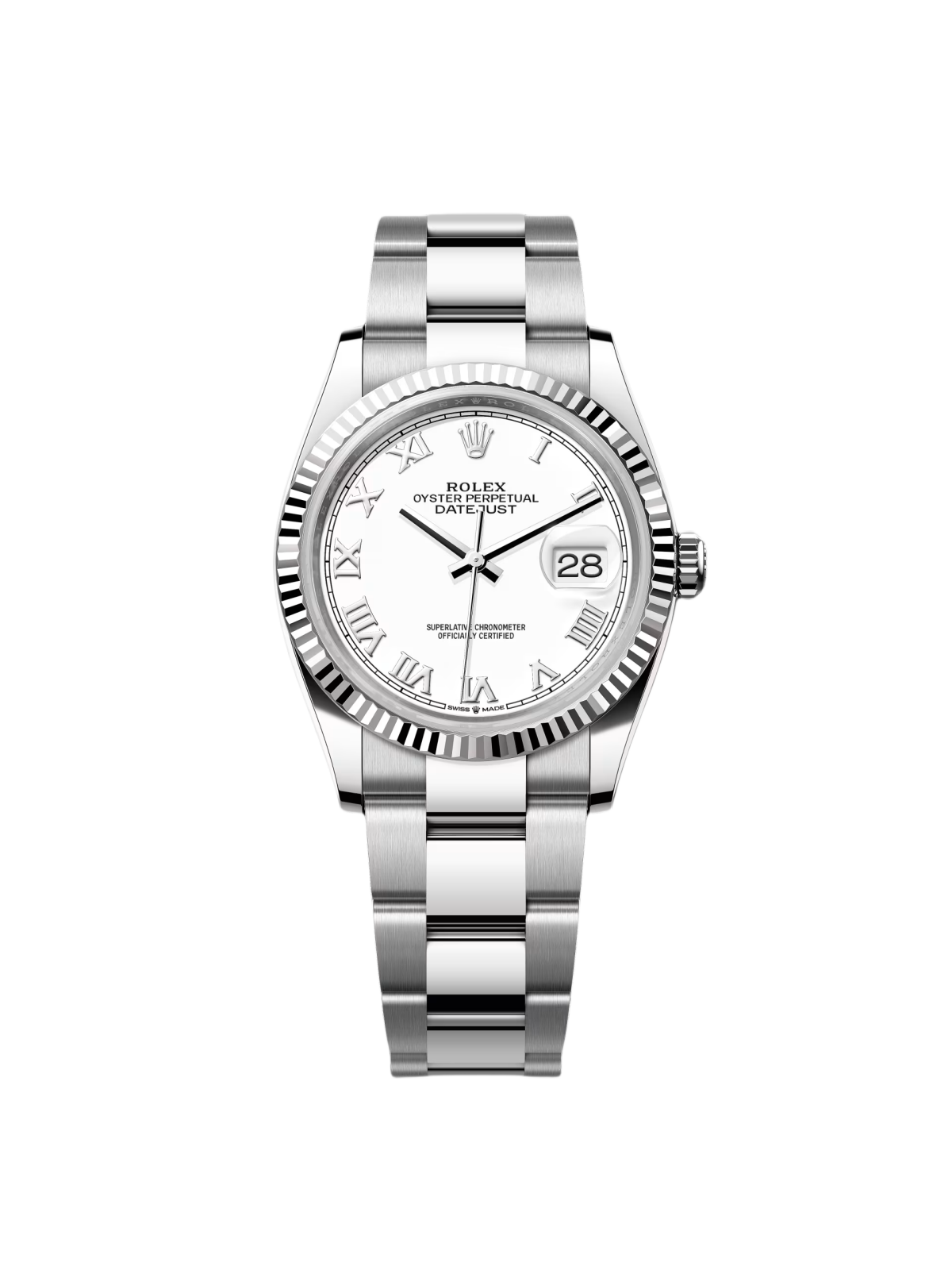 Rolex  Datejust 36mm 126234 White Roman Dial Oyster Stainless Steel Mens