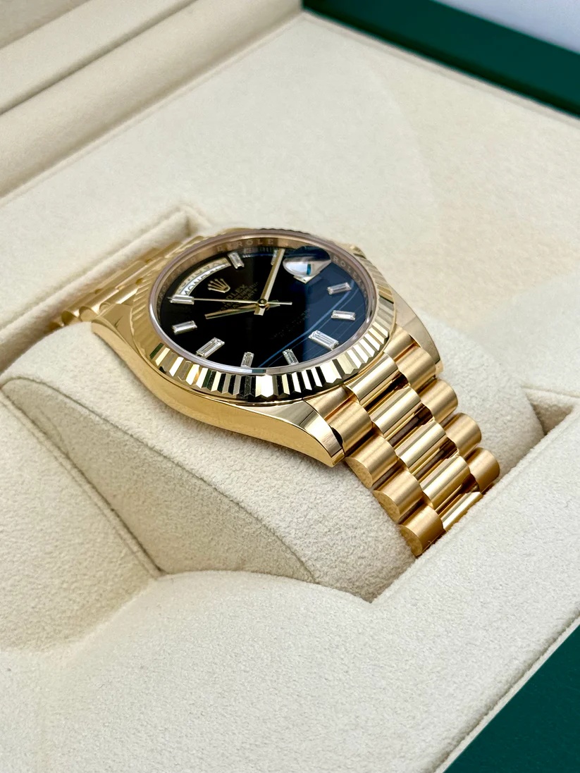 Rolex Yellow Gold President Day Date 40mm Onyx Diamond Dial - 228238