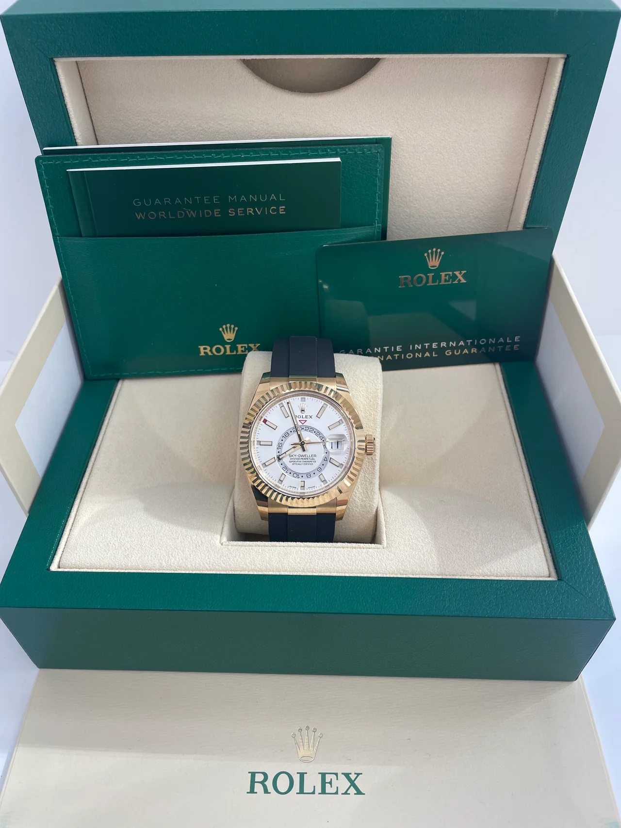Rolex  Sky-Dweller 42mm 336238-0003 Yellow Gold White Dial Oysterflex
