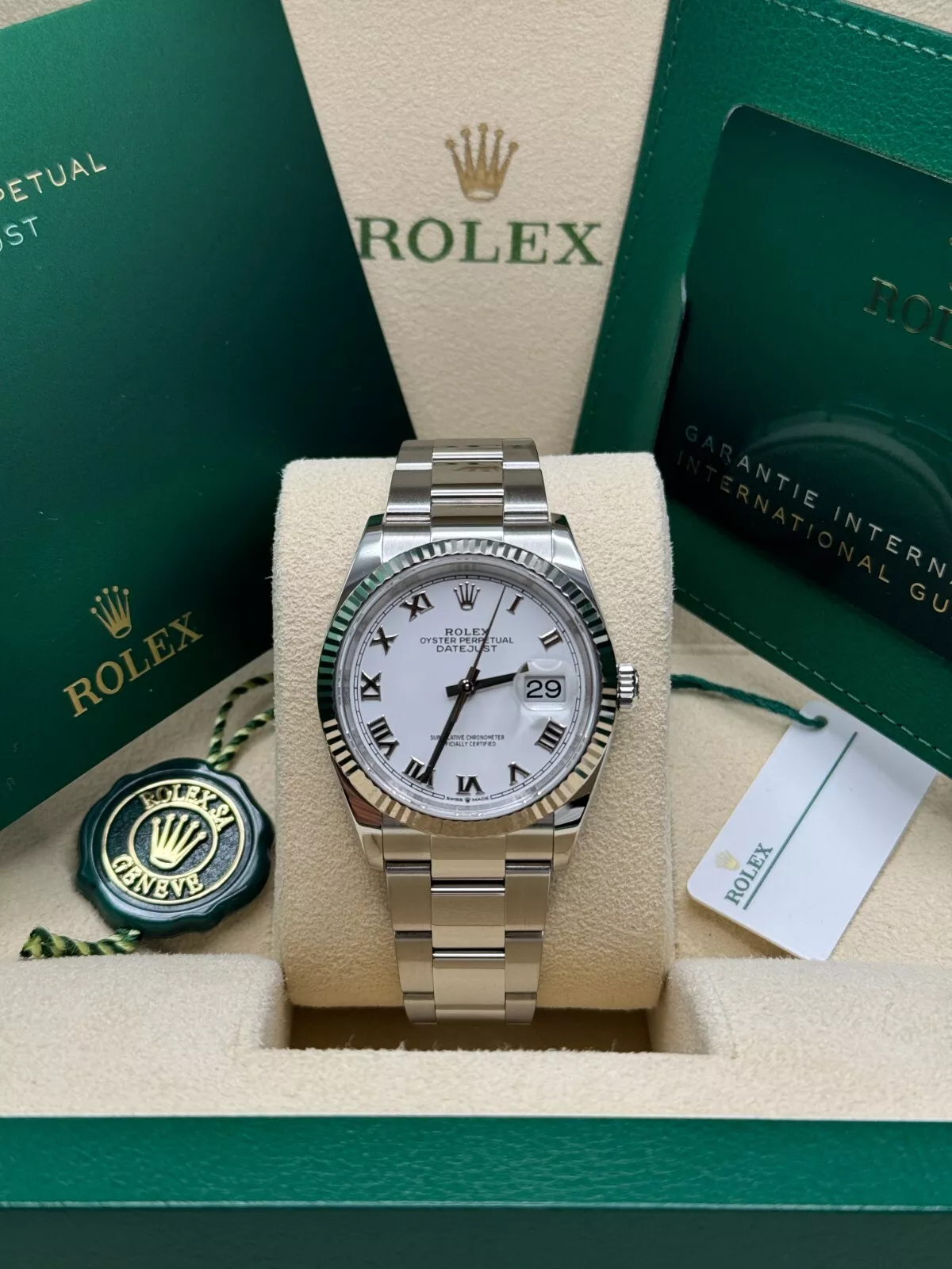 Rolex  Datejust 41mm 126334 White Roman Oyster Stainless Steel Mens Watch