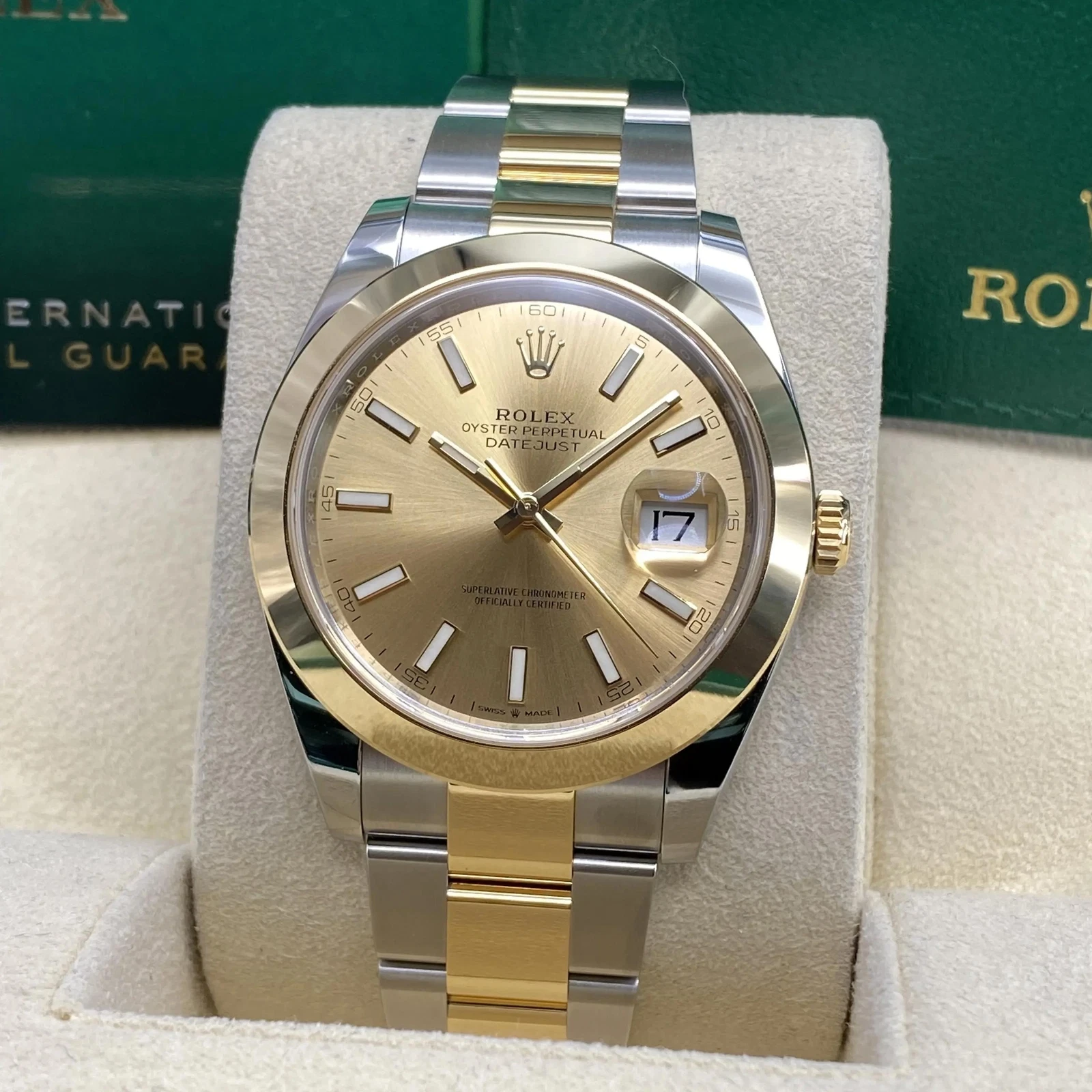 Rolex Datejust 41mm 126303 Champagne Index Oyster Steel and Yellow Gold Mens Watch