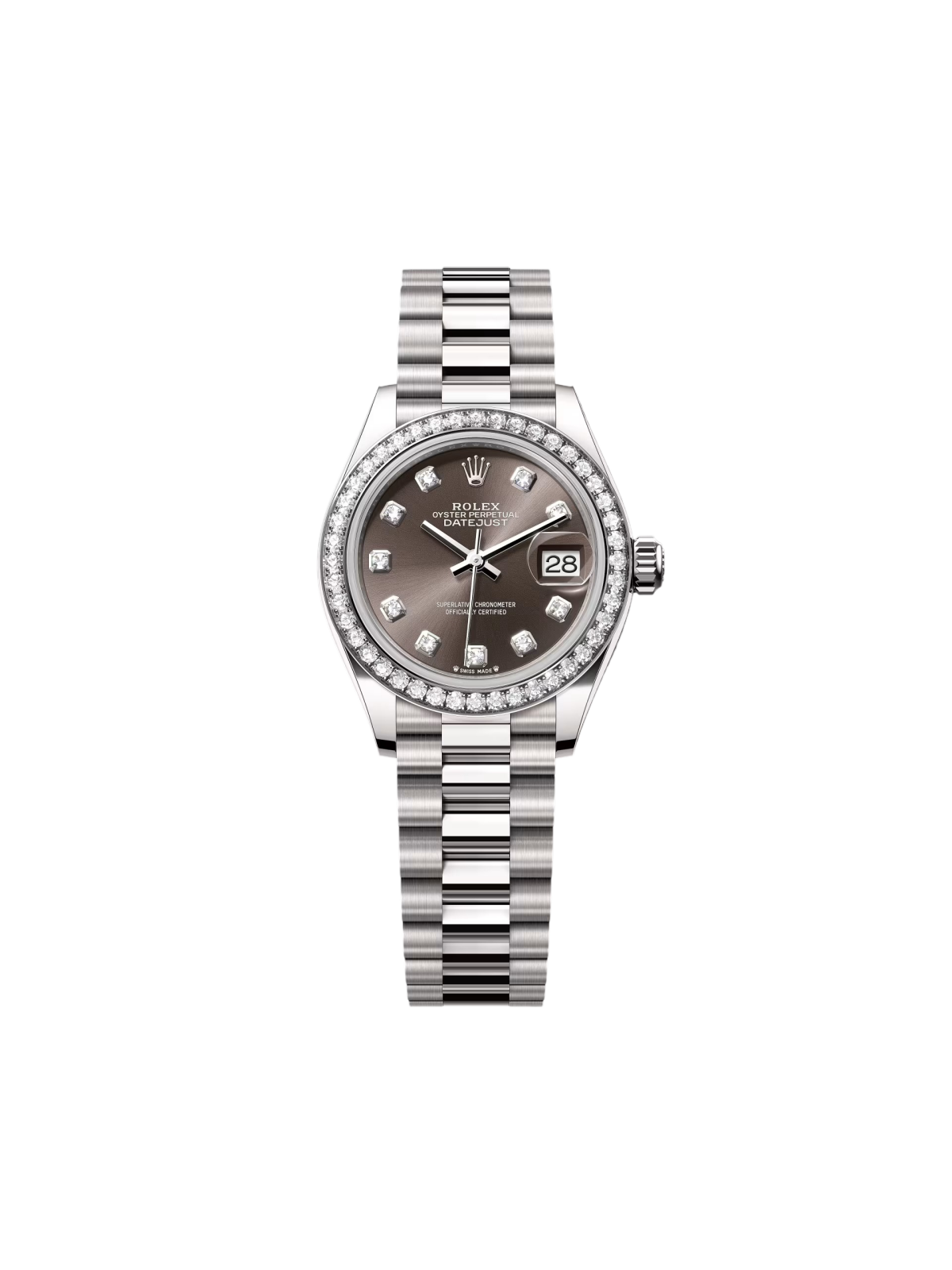 Rolex Lady-Datejust 28mm 279139RBR-0011 Dark Grey Diamond-Set Dial White Gold Bracelet