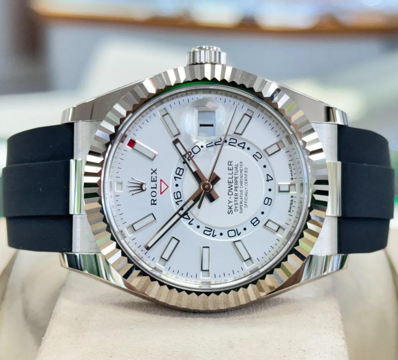Rolex Sky-Dweller 42mm White Gold White Dial Oysterflex - 336239
