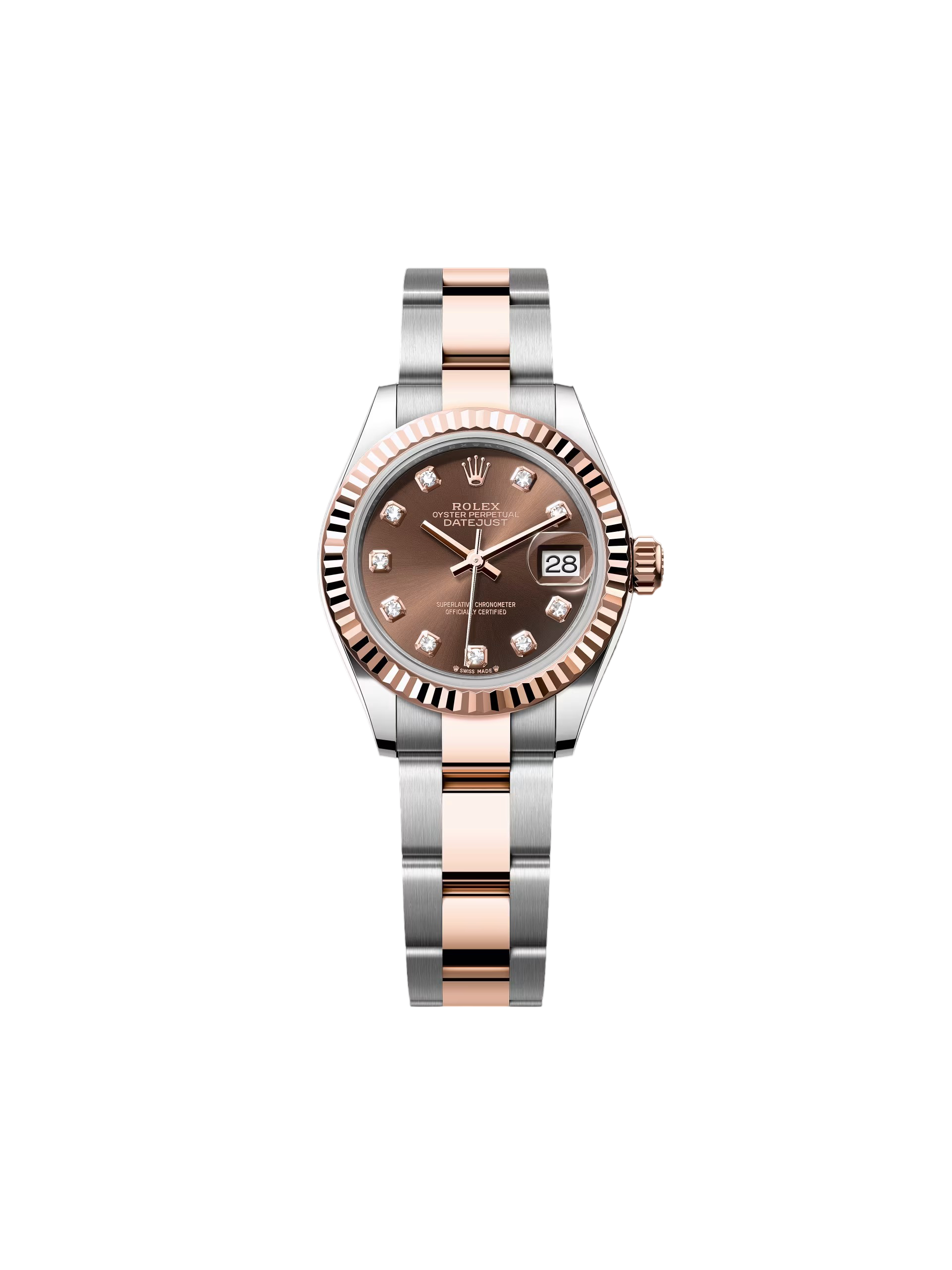 Rolex Lady-Datejust 28mm 279171 Chocolate Diamond Oyster Stainless Steel and Rose Gold
