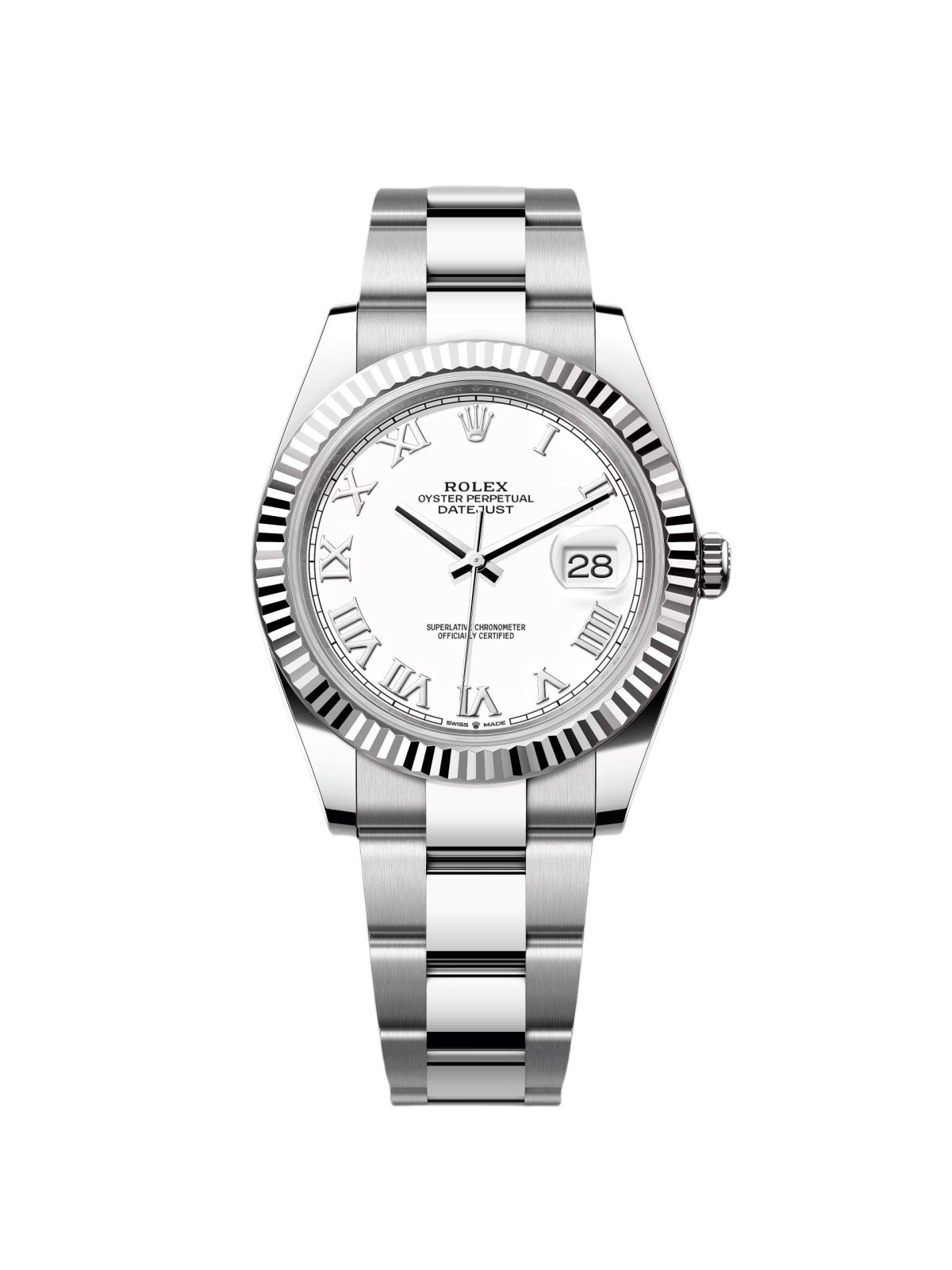 Rolex  Datejust 41mm 126334 White Roman Oyster Stainless Steel Mens Watch