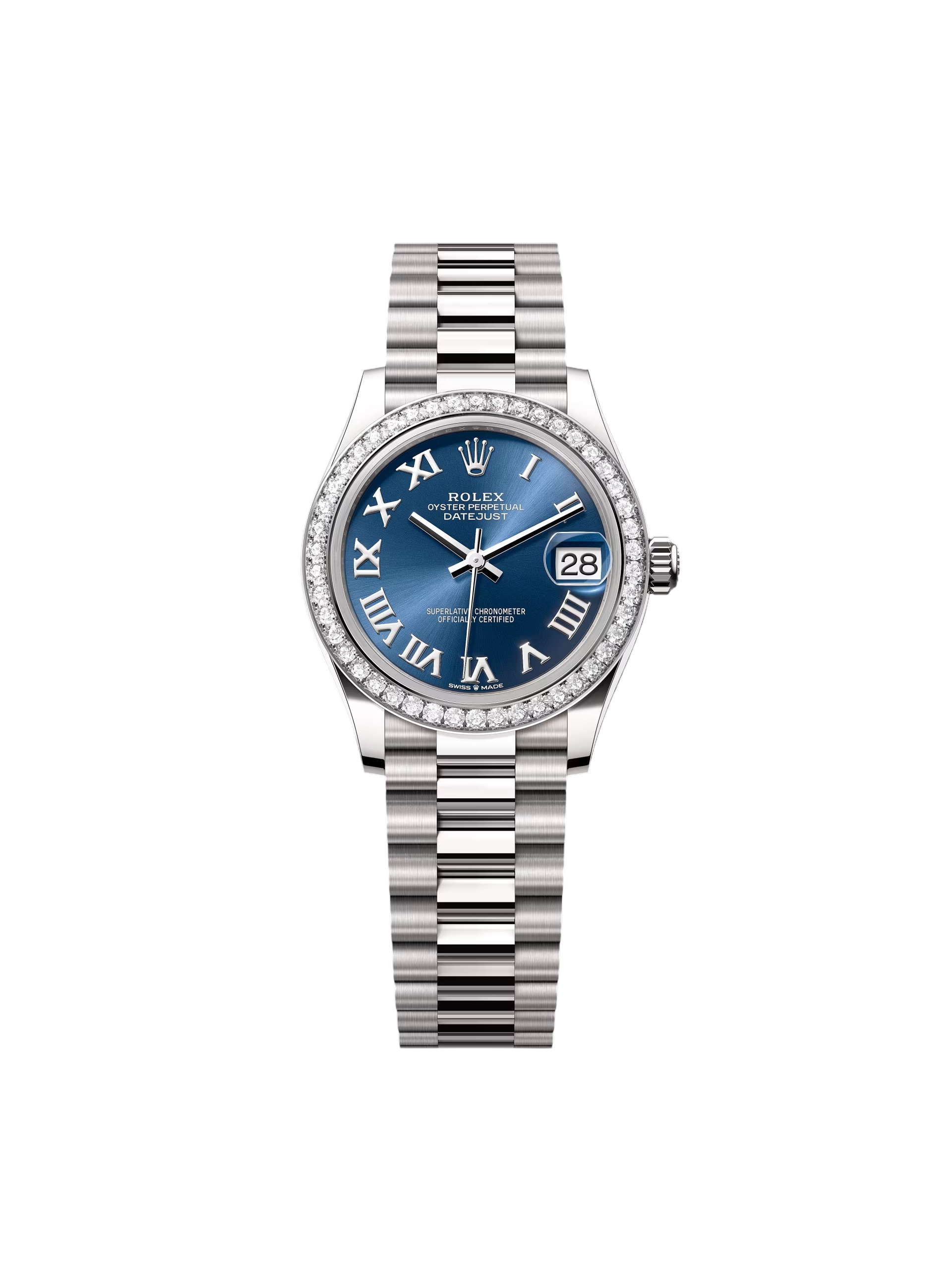Rolex Datejust m278289RBR-0023 Bright Blue Dial White Gold President Watch
