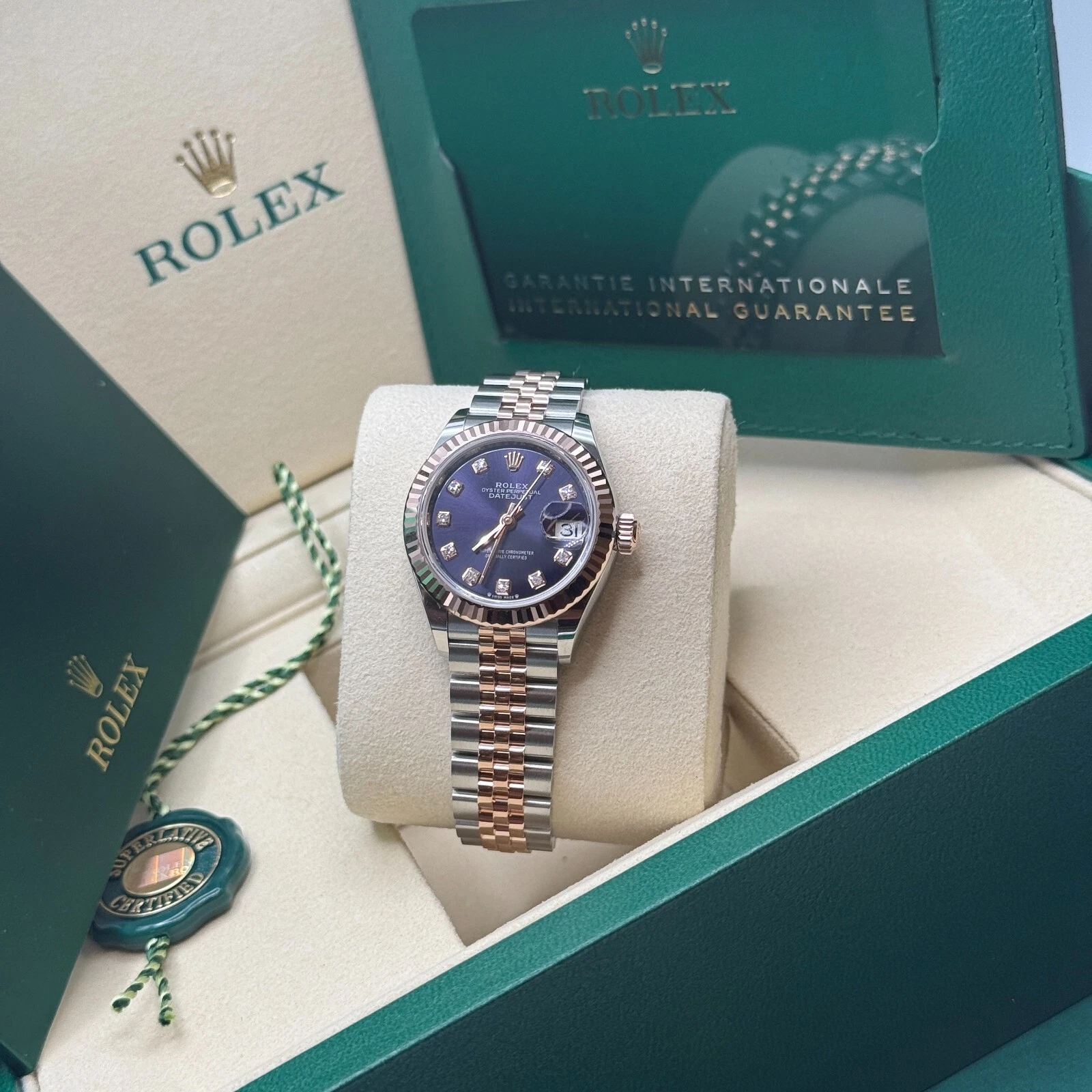 Rolex Lady-Datejust 28mm 279171 Aubergine Diamond Oyster Stainless Steel and Rose Gold