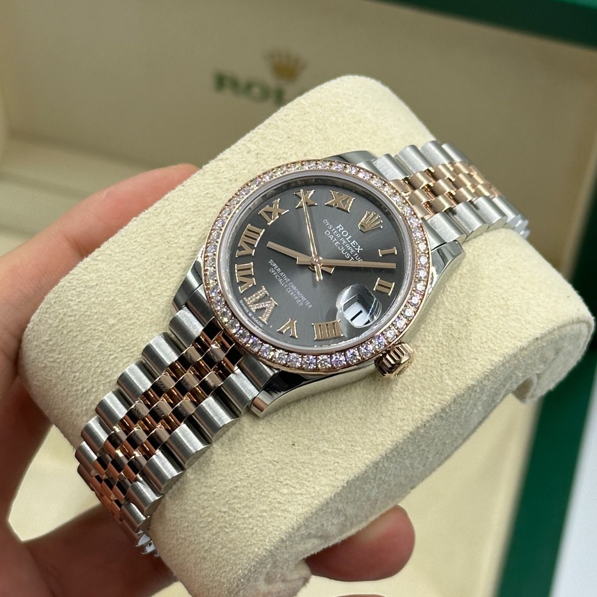 Rolex Datejust m278381-0029/0030 Slate Roman Diamond Dial Diamond-Set Bezel 31mm