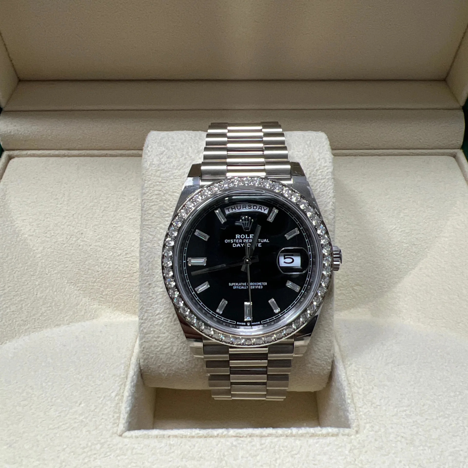 Rolex  Day-Date 40mm 228349RBR-0003 Bright Black Dial President Bracelet
